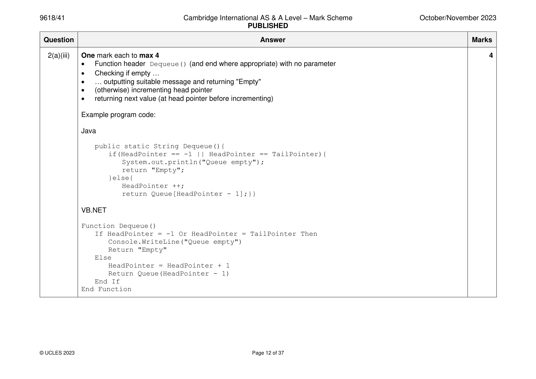 Mark scheme, page 12 of 37