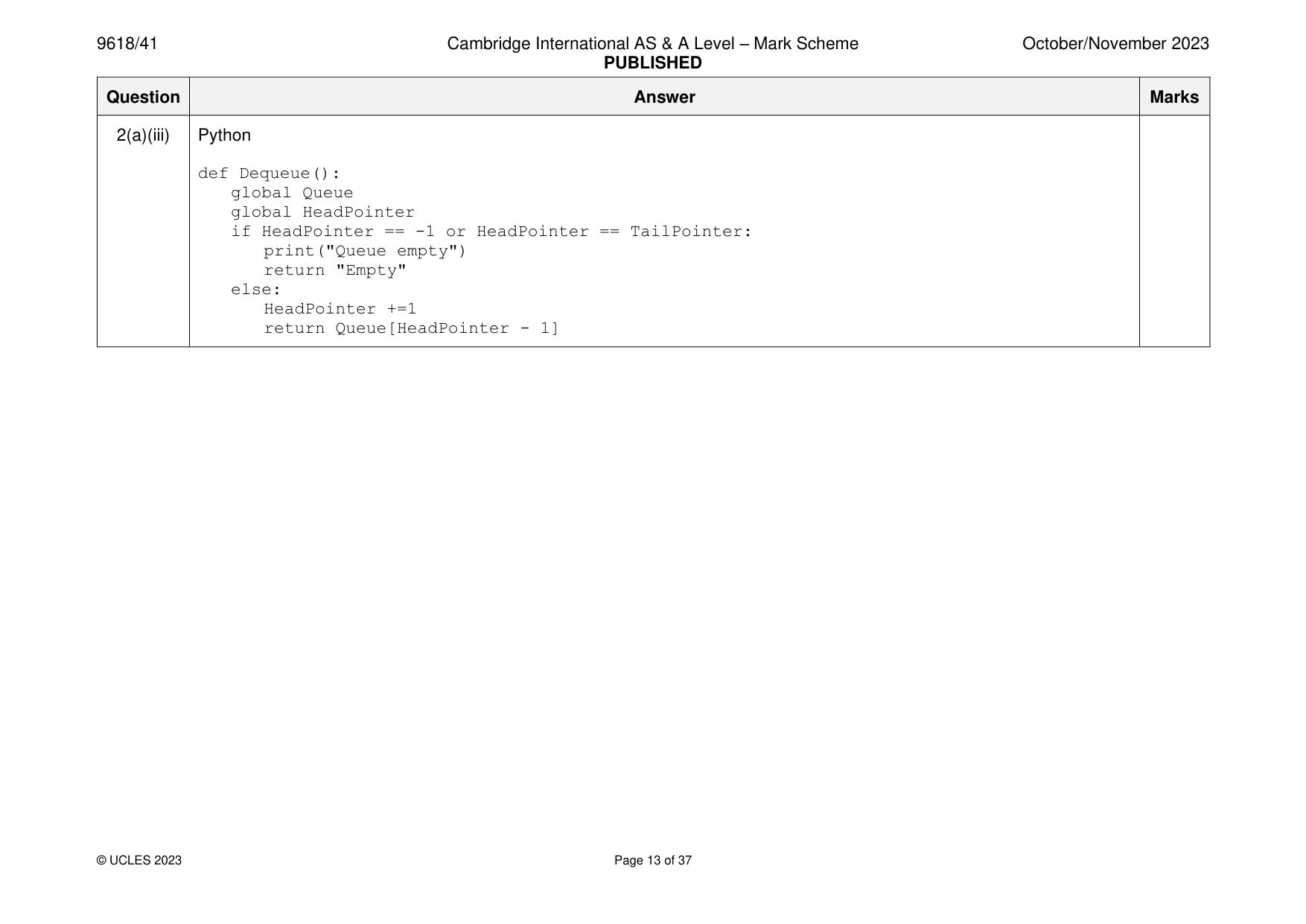 Mark scheme, page 13 of 37