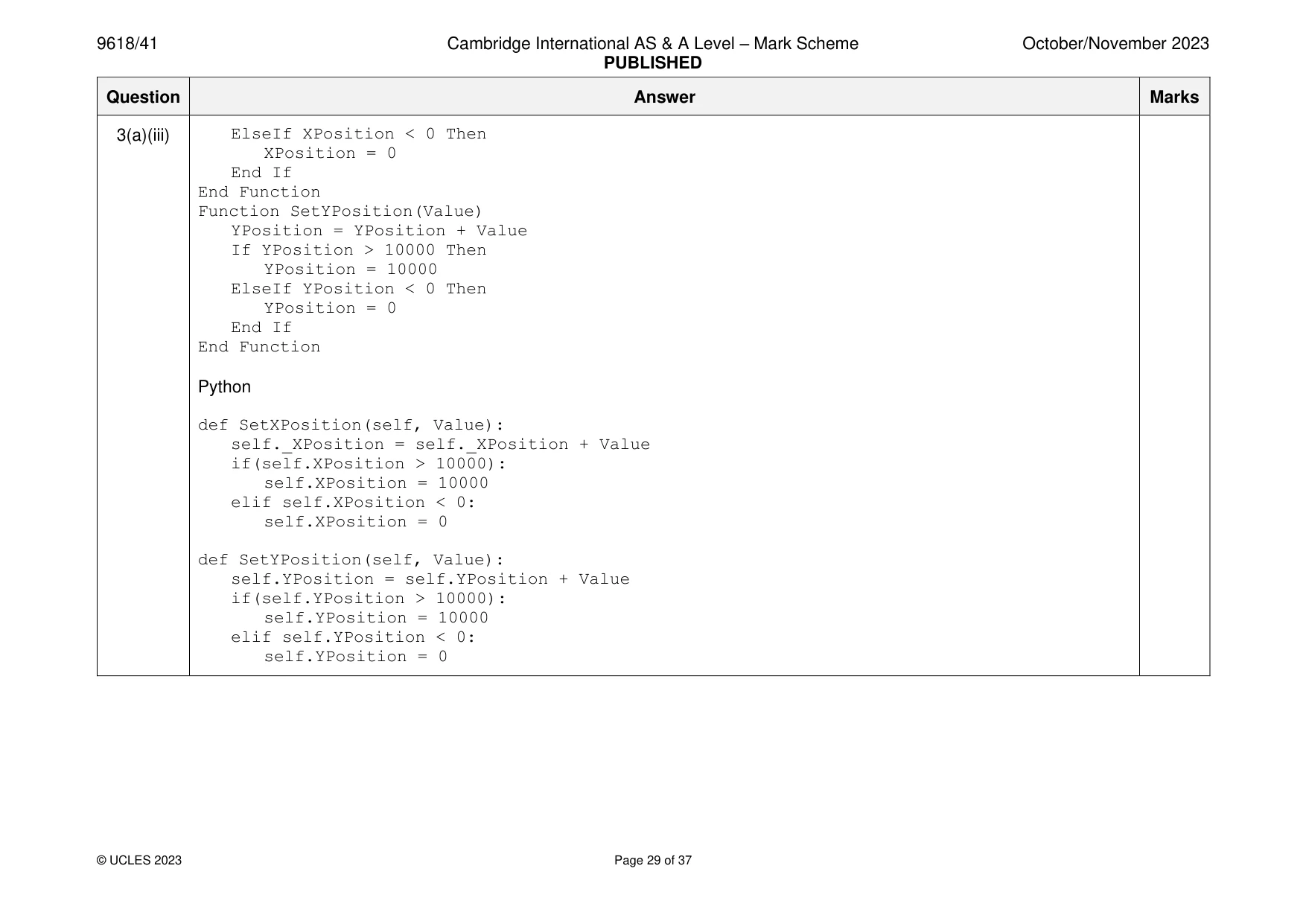 Mark scheme, page 29 of 37