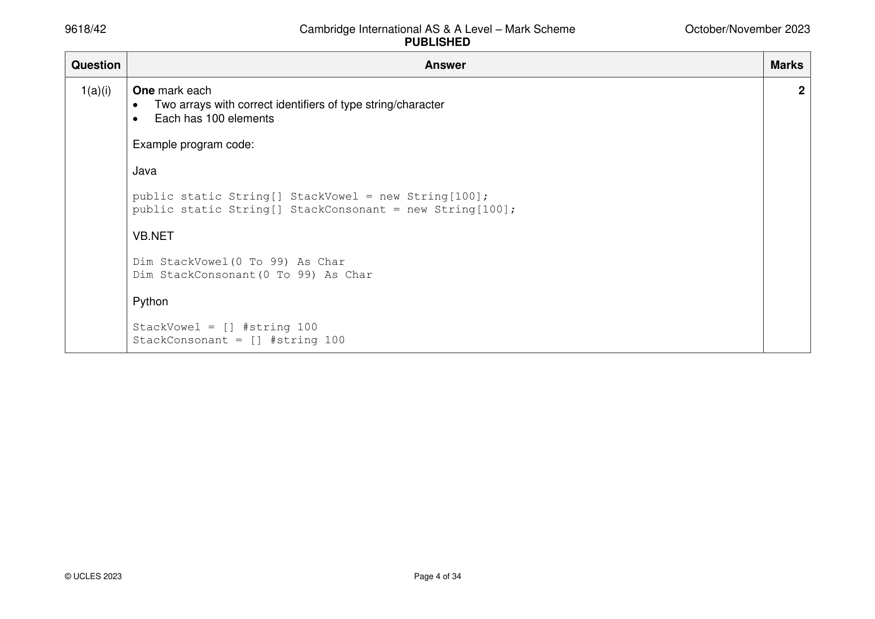 Mark scheme, page 4 of 34