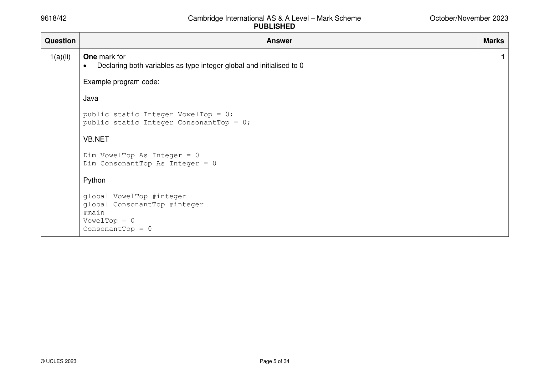 Mark scheme, page 5 of 34