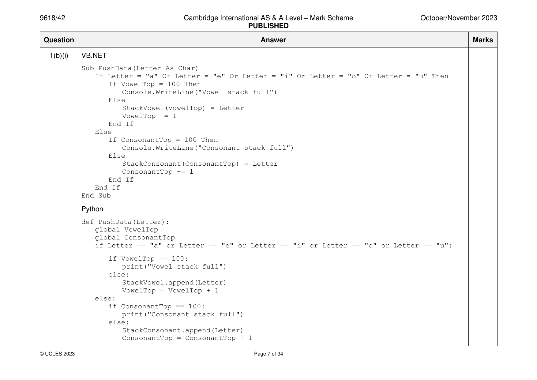 Mark scheme, page 7 of 34