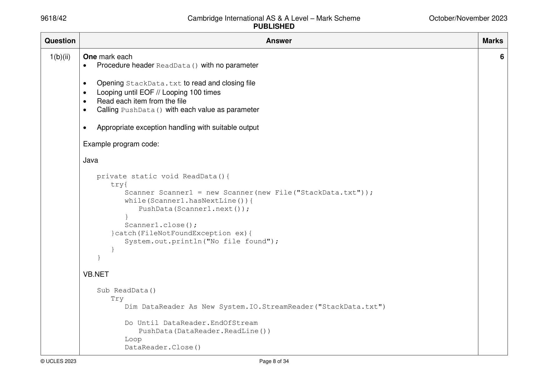 Mark scheme, page 8 of 34