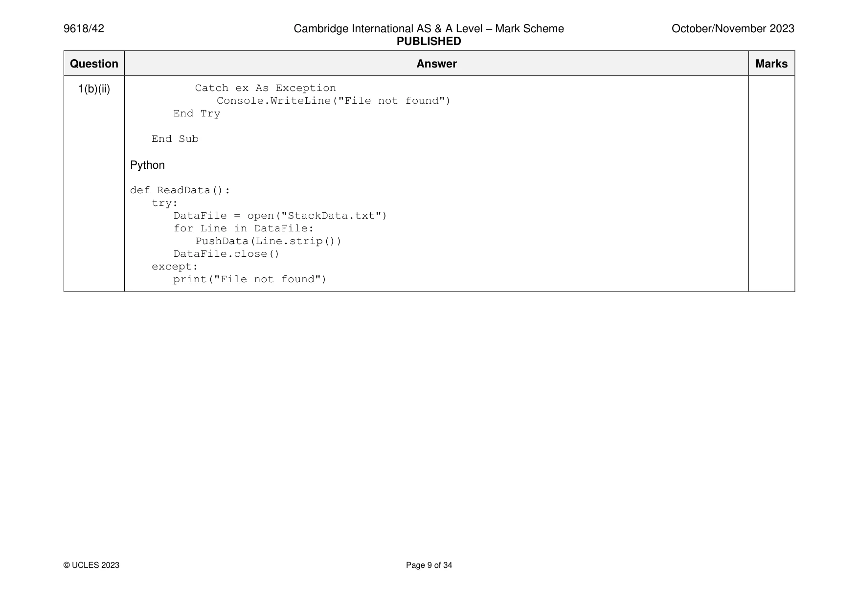 Mark scheme, page 9 of 34