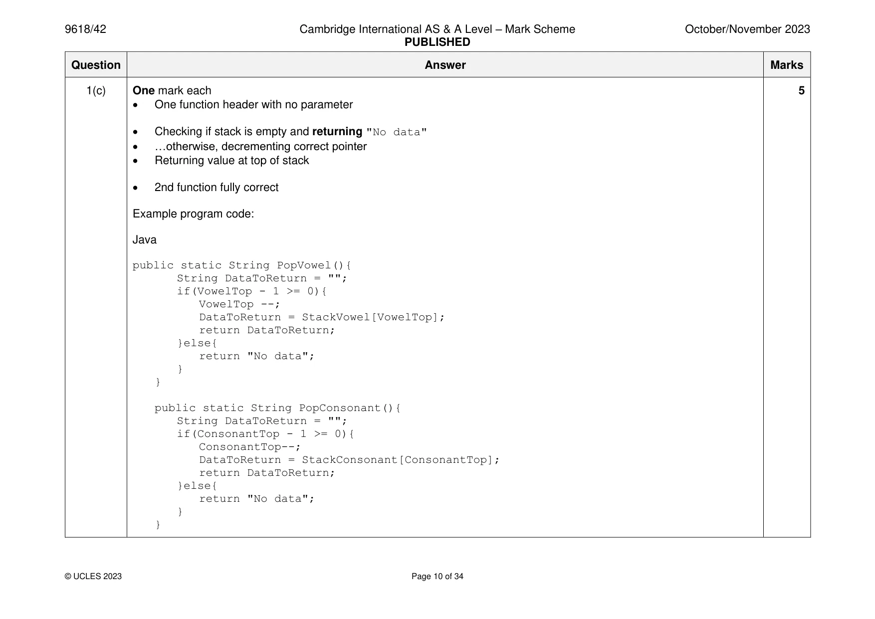 Mark scheme, page 10 of 34