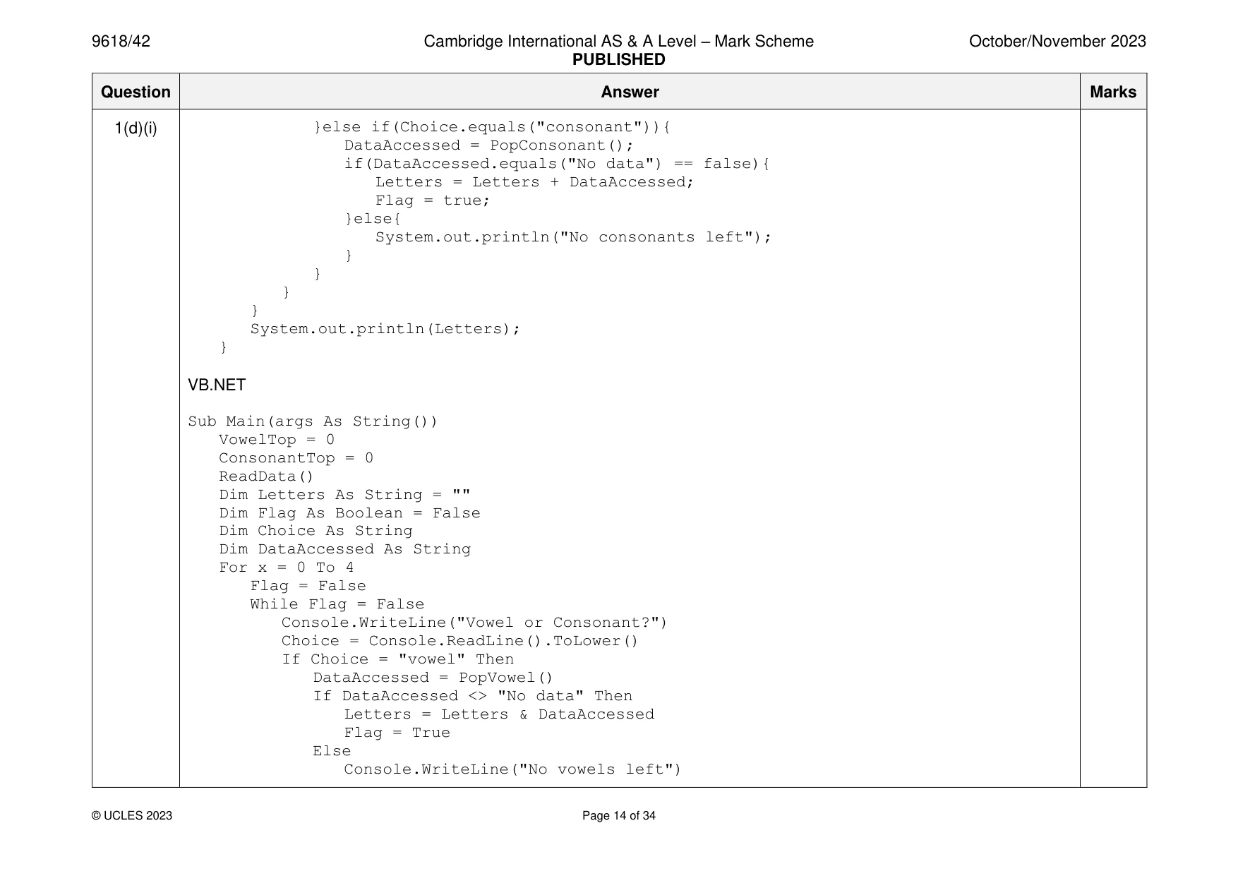 Mark scheme, page 14 of 34