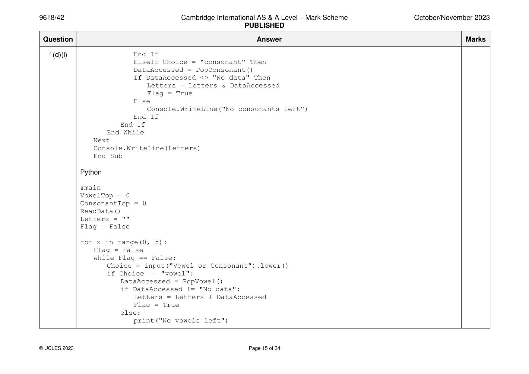 Mark scheme, page 15 of 34