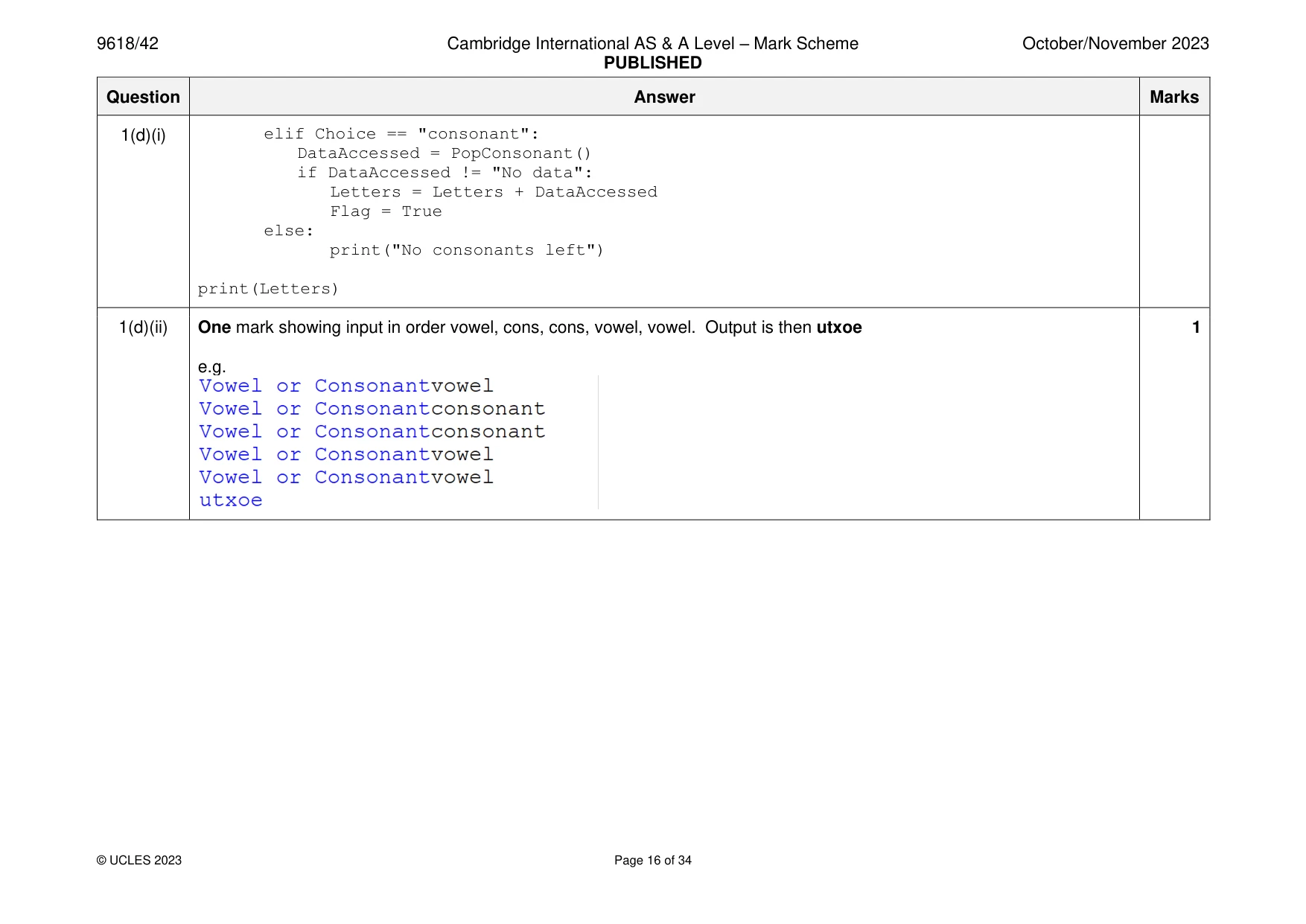 Mark scheme, page 16 of 34