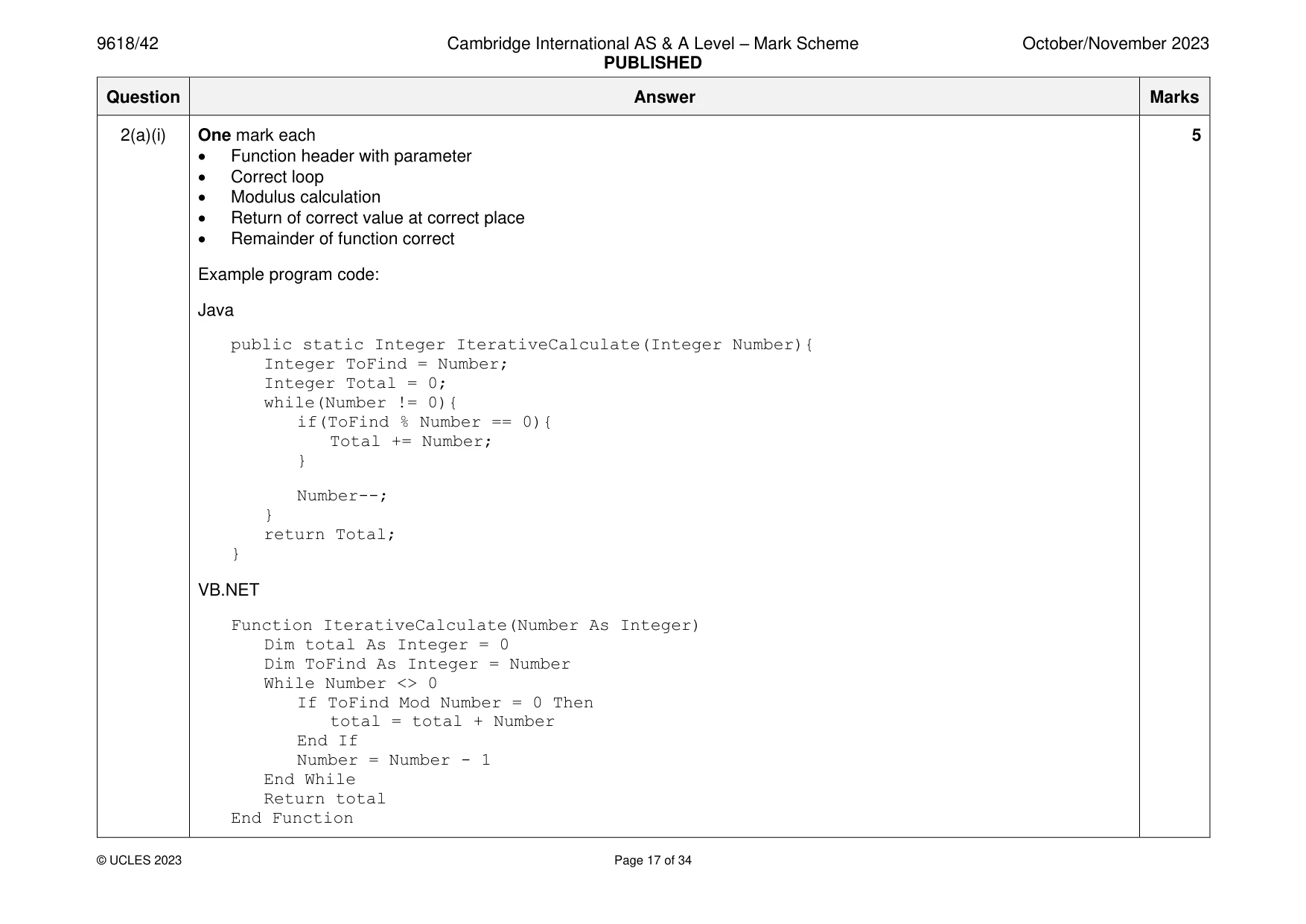 Mark scheme, page 17 of 34