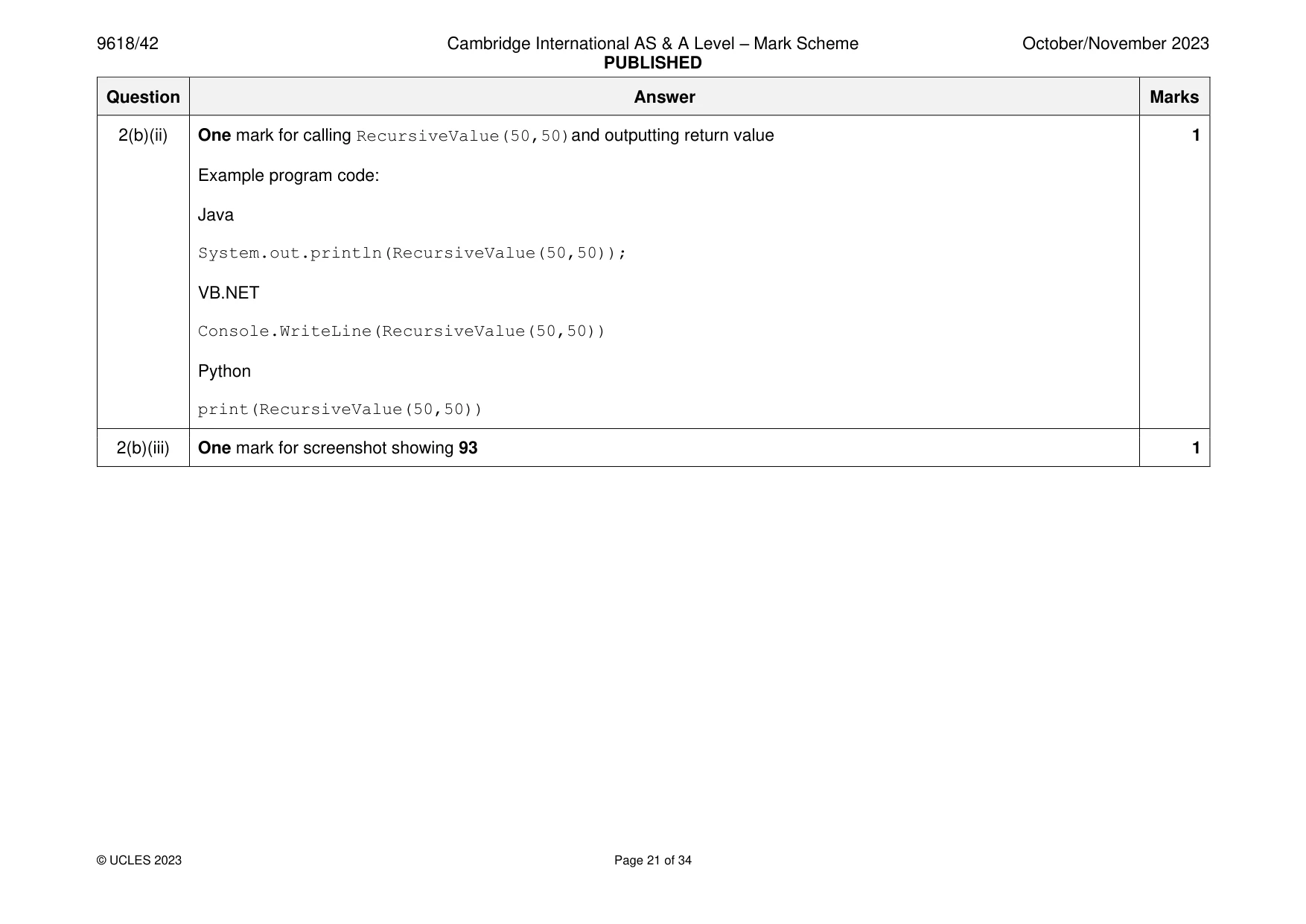 Mark scheme, page 21 of 34