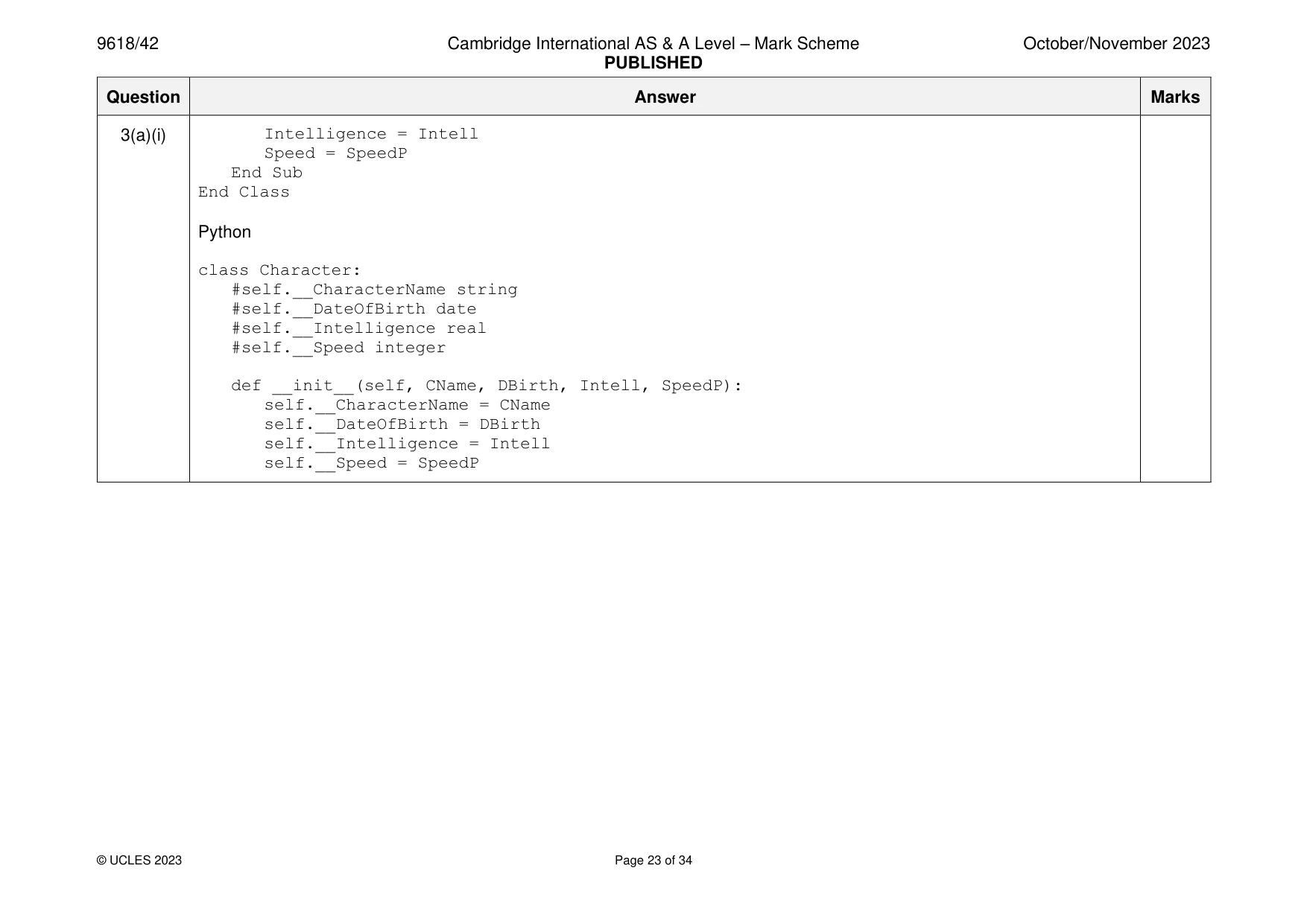 Mark scheme, page 23 of 34