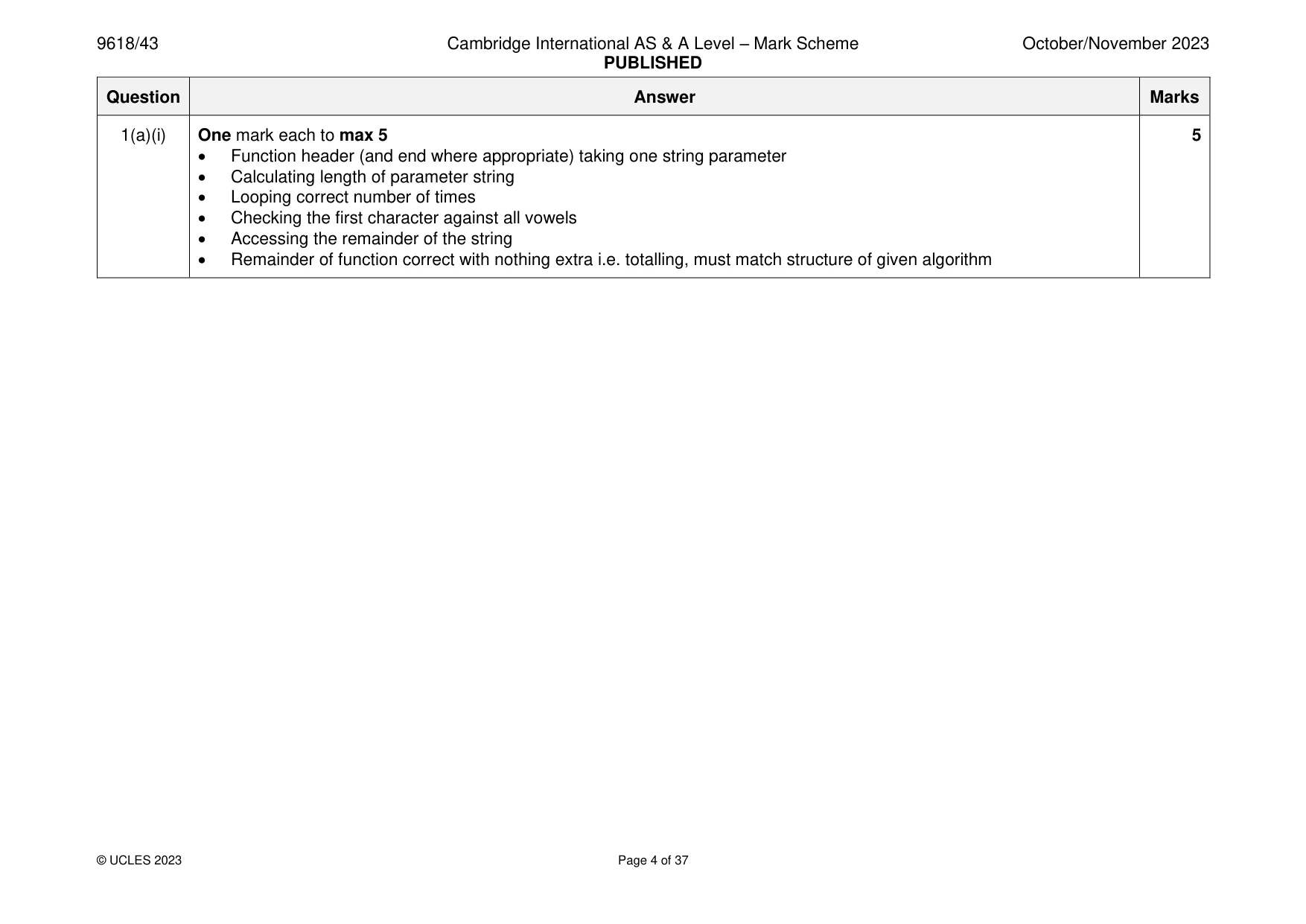 Mark scheme, page 4 of 37