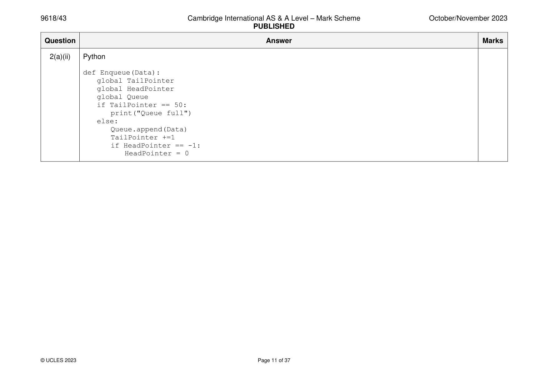 Mark scheme, page 11 of 37