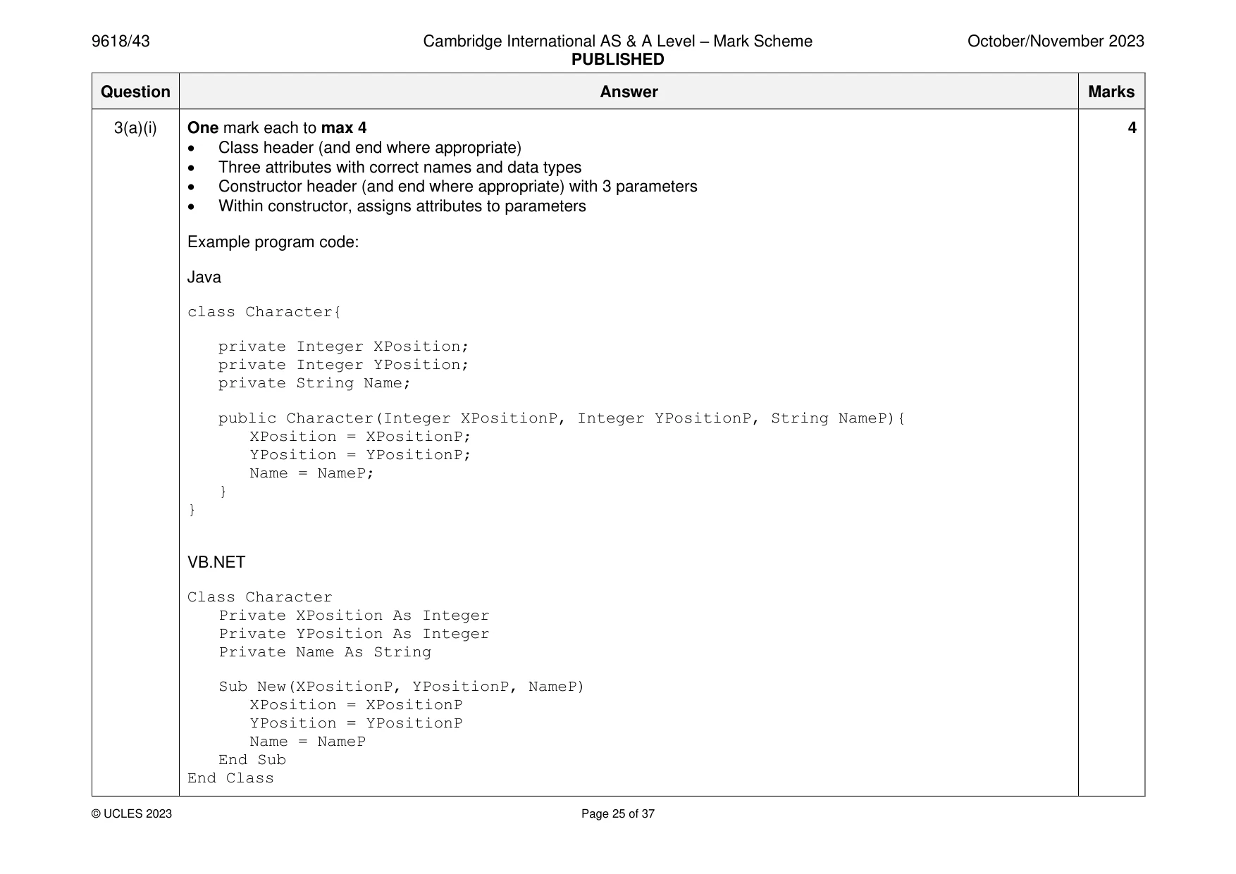Mark scheme, page 25 of 37