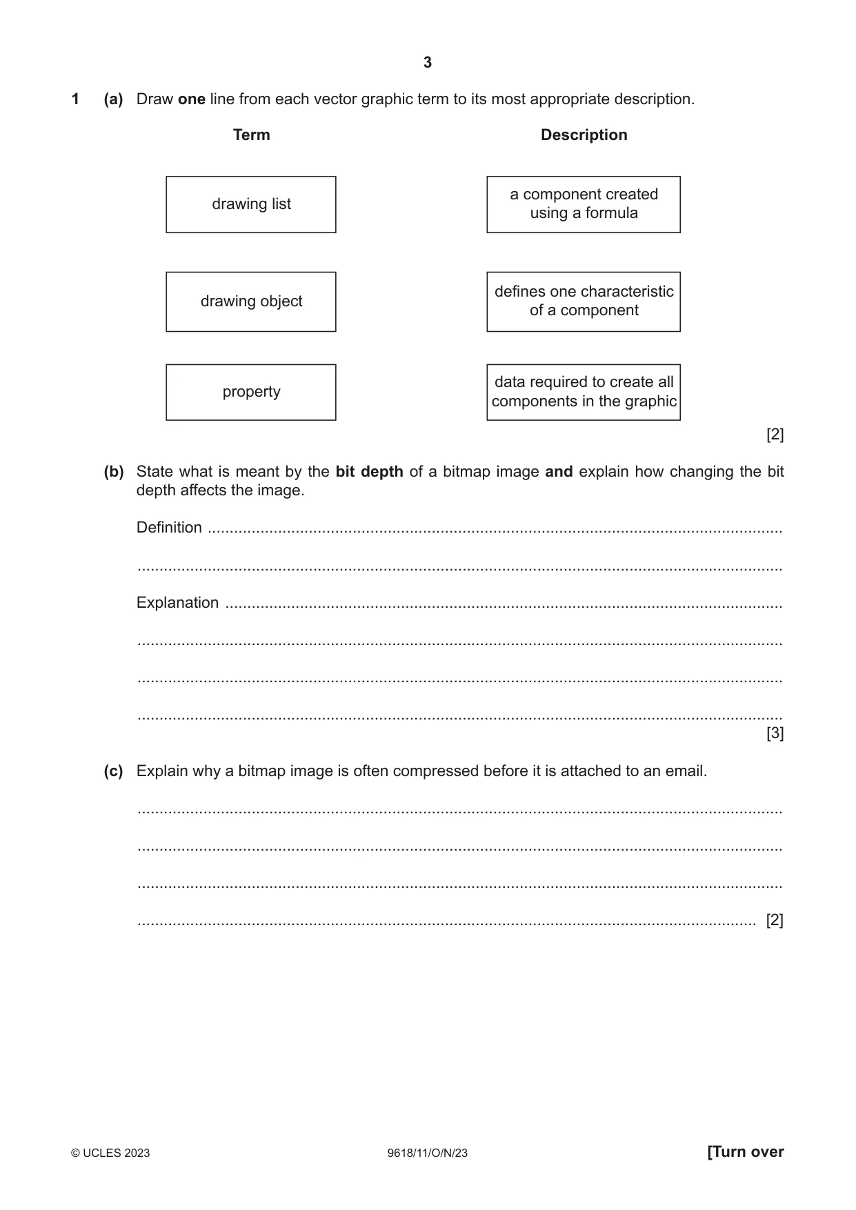 Cambridge A Level Computer Science 9618 2023 Oct/Nov Paper 1 · Variant 1 question paper, page 3 of 16