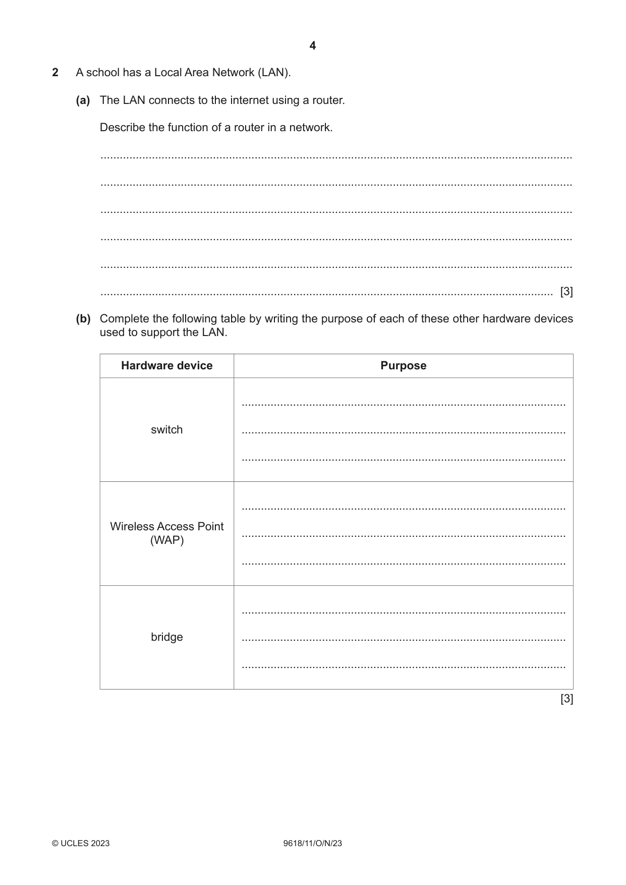 Cambridge A Level Computer Science 9618 2023 Oct/Nov Paper 1 · Variant 1 question paper, page 4 of 16