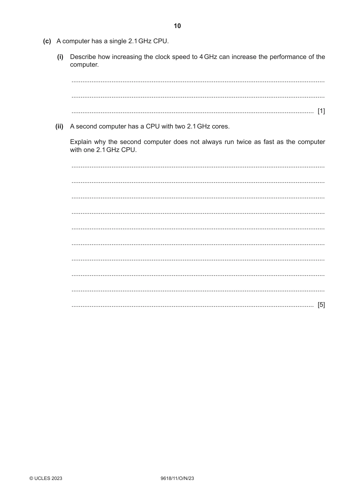 Cambridge A Level Computer Science 9618 2023 Oct/Nov Paper 1 · Variant 1 question paper, page 10 of 16