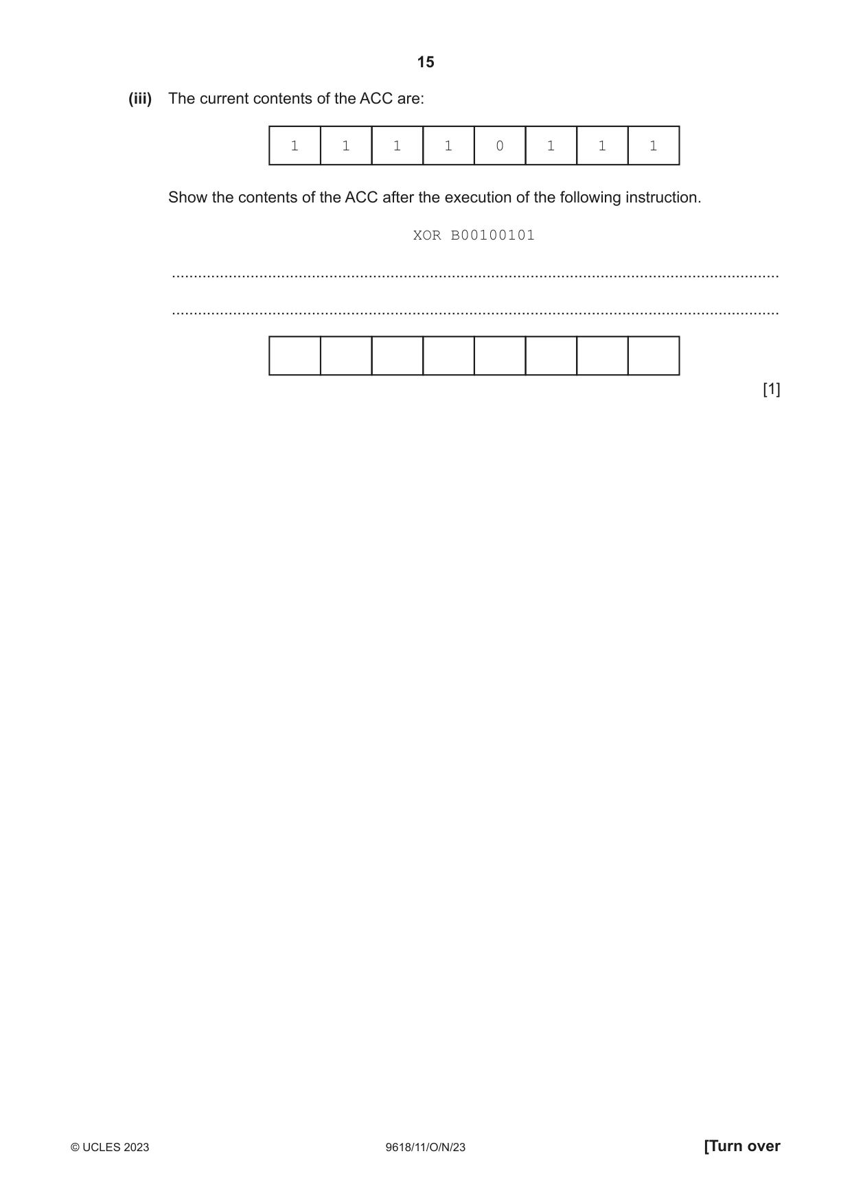 Cambridge A Level Computer Science 9618 2023 Oct/Nov Paper 1 · Variant 1 question paper, page 15 of 16