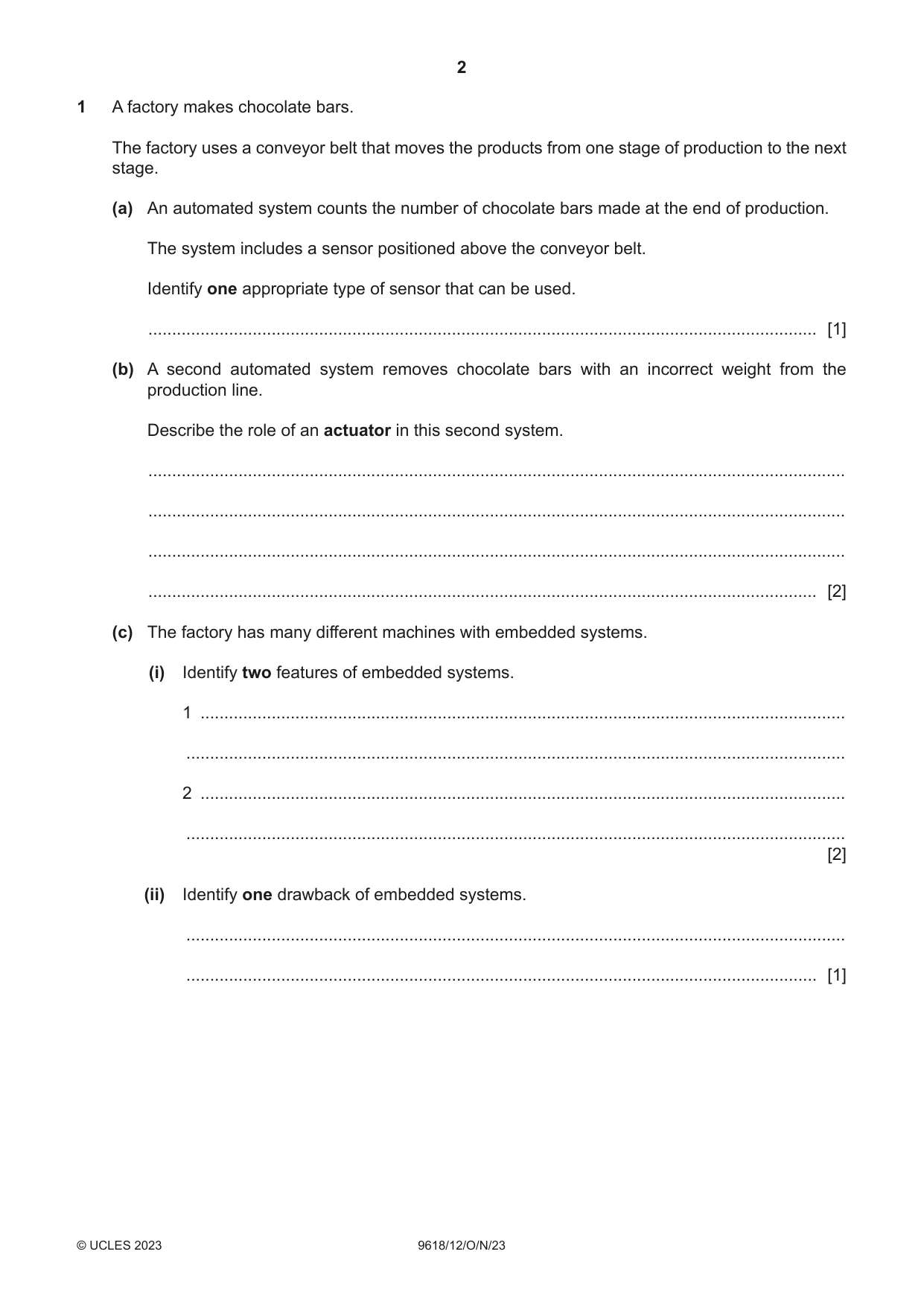 Cambridge A Level Computer Science 9618 2023 Oct/Nov Paper 1 · Variant 2 question paper, page 2 of 16
