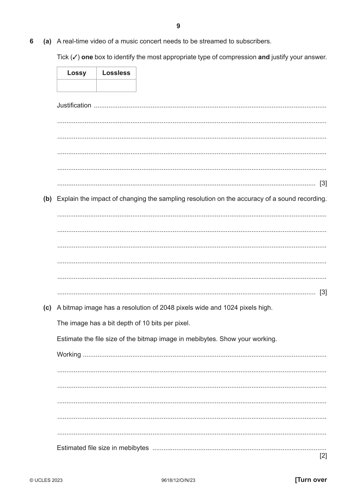 Cambridge A Level Computer Science 9618 2023 Oct/Nov Paper 1 · Variant 2 question paper, page 9 of 16