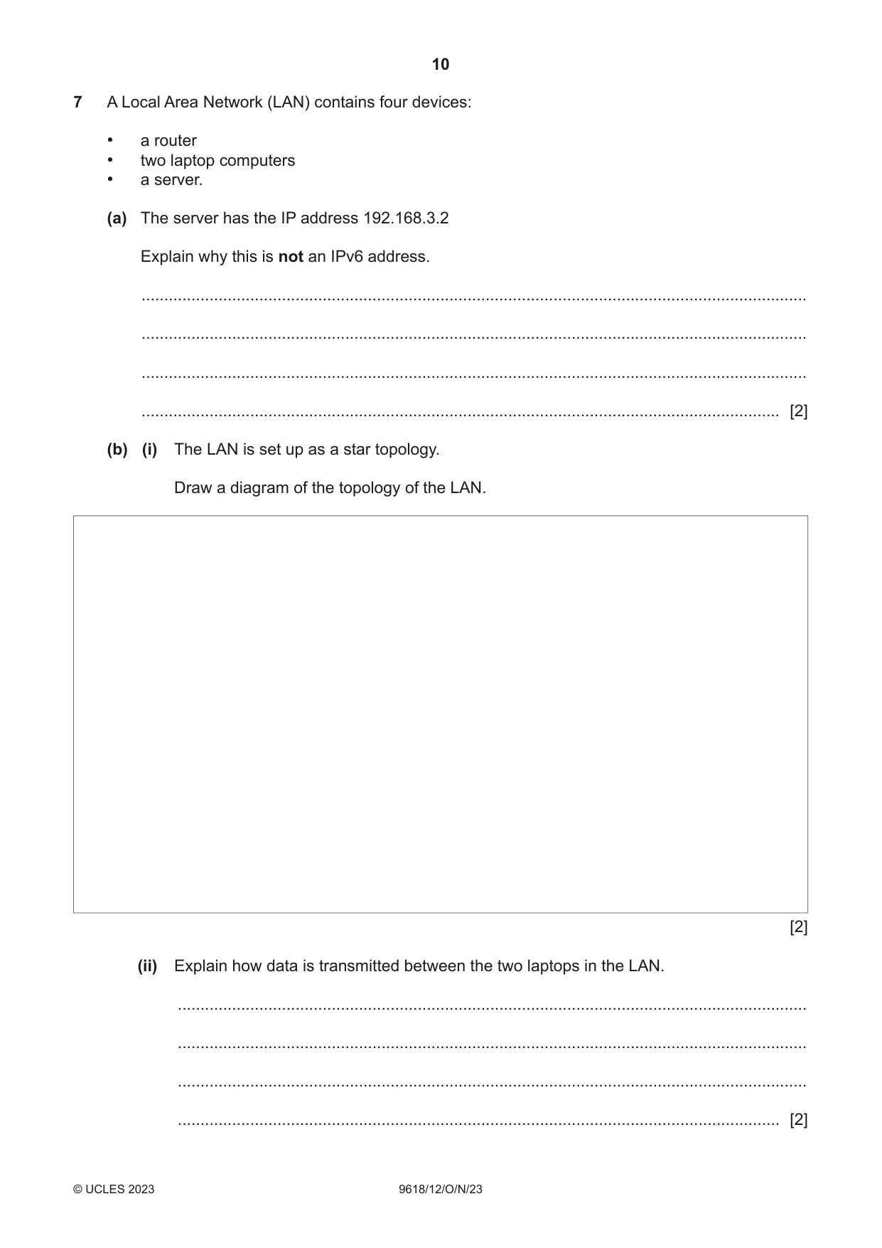 Cambridge A Level Computer Science 9618 2023 Oct/Nov Paper 1 · Variant 2 question paper, page 10 of 16