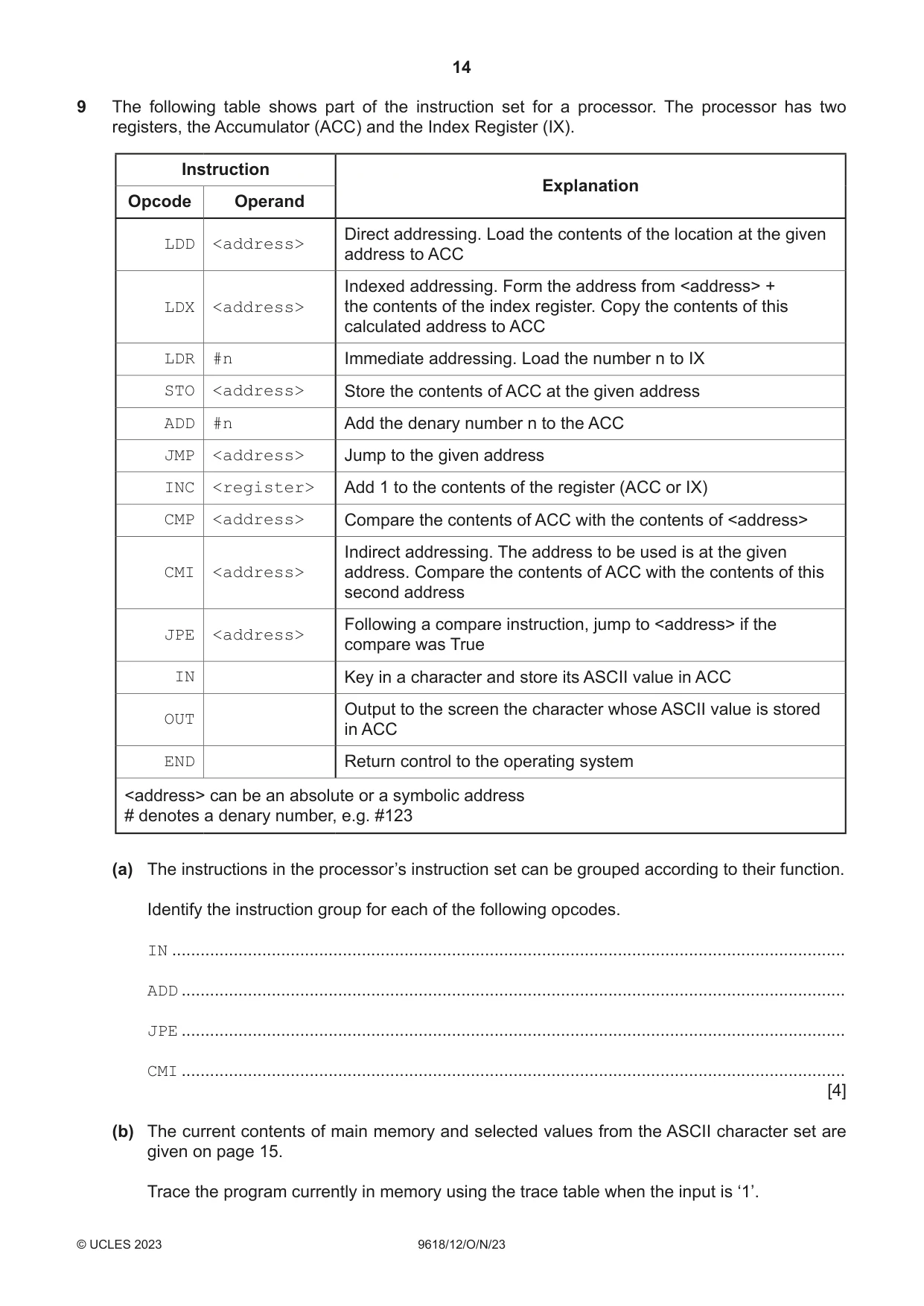Cambridge A Level Computer Science 9618 2023 Oct/Nov Paper 1 · Variant 2 question paper, page 14 of 16