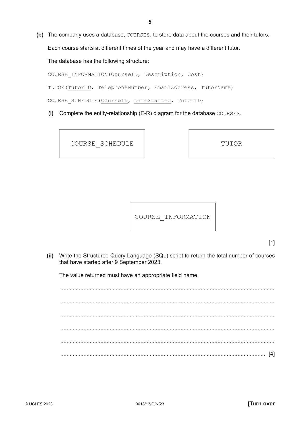 Cambridge A Level Computer Science 9618 2023 Oct/Nov Paper 1 · Variant 3 question paper, page 5 of 16