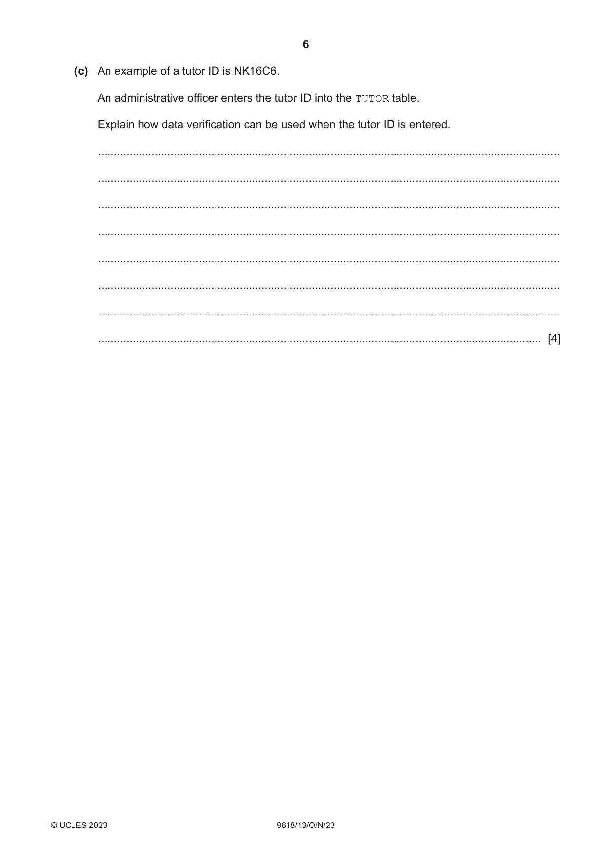 Cambridge A Level Computer Science 9618 2023 Oct/Nov Paper 1 · Variant 3 question paper, page 6 of 16