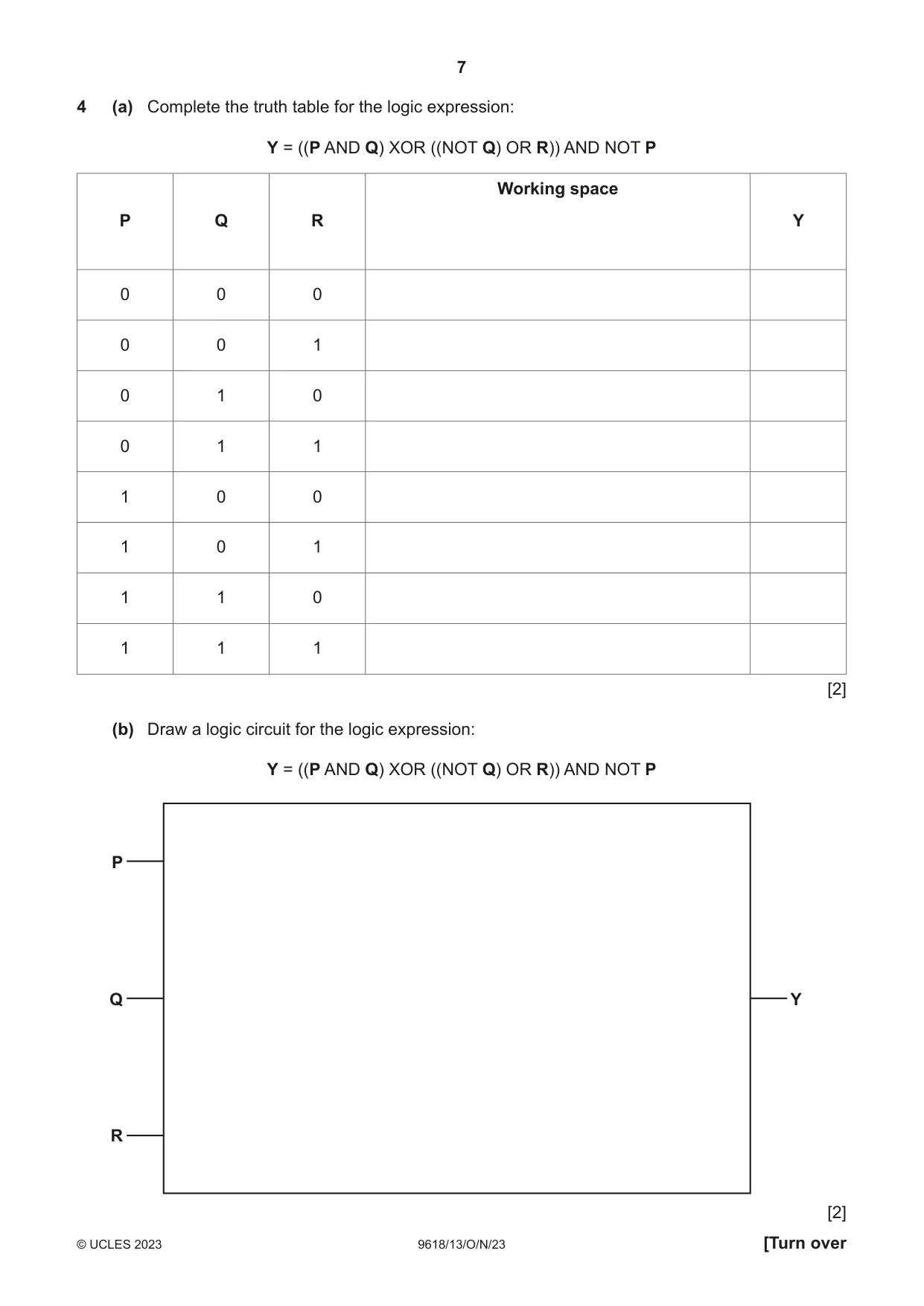 Cambridge A Level Computer Science 9618 2023 Oct/Nov Paper 1 · Variant 3 question paper, page 7 of 16