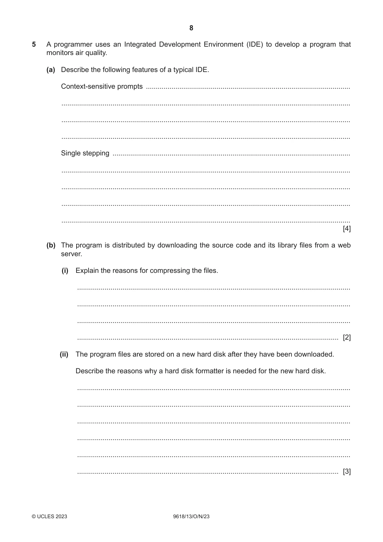 Cambridge A Level Computer Science 9618 2023 Oct/Nov Paper 1 · Variant 3 question paper, page 8 of 16