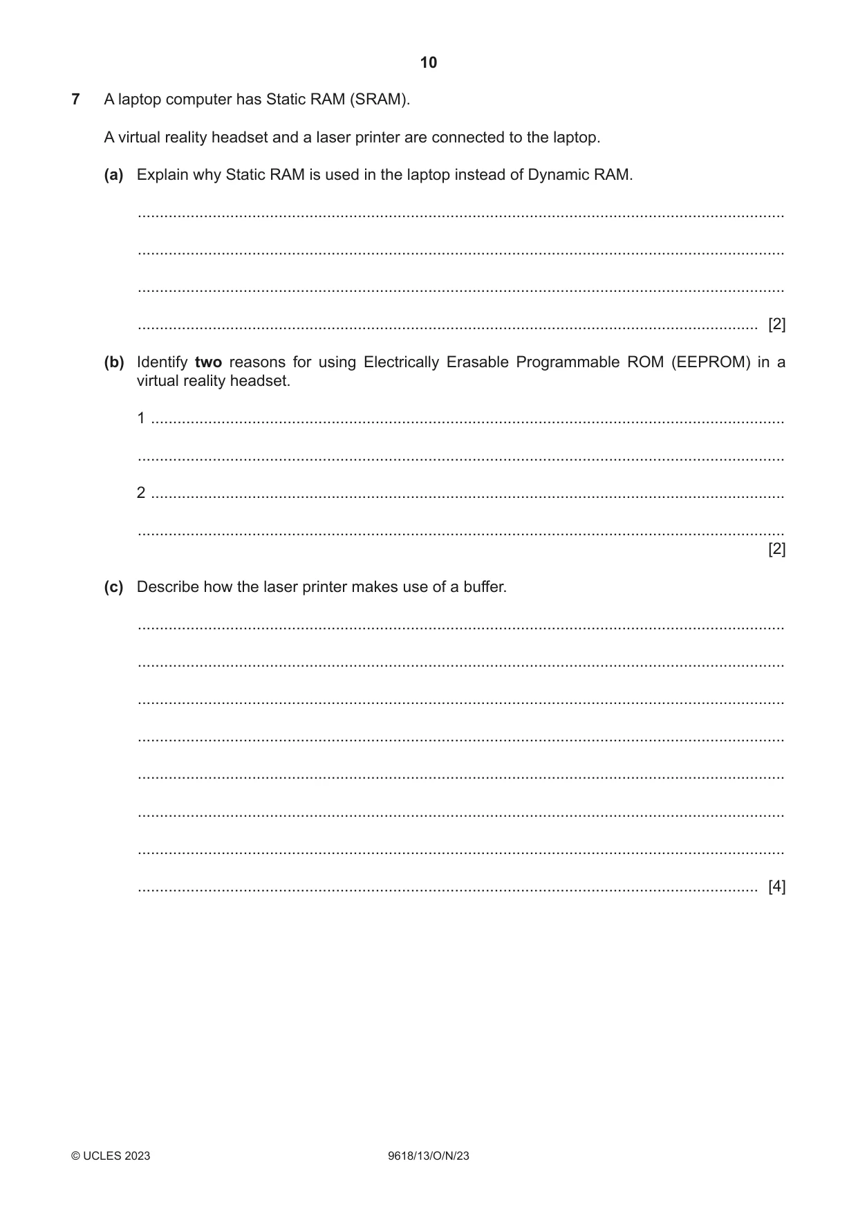 Cambridge A Level Computer Science 9618 2023 Oct/Nov Paper 1 · Variant 3 question paper, page 10 of 16