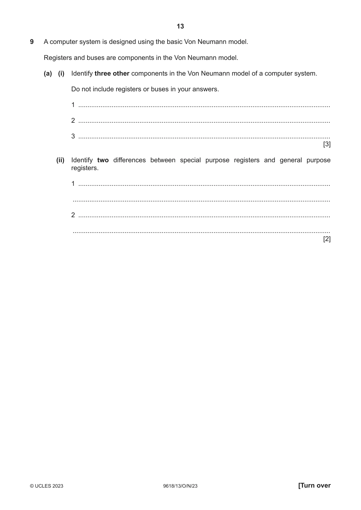 Cambridge A Level Computer Science 9618 2023 Oct/Nov Paper 1 · Variant 3 question paper, page 13 of 16