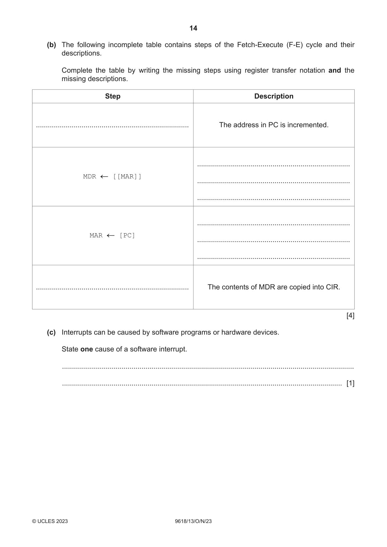 Cambridge A Level Computer Science 9618 2023 Oct/Nov Paper 1 · Variant 3 question paper, page 14 of 16