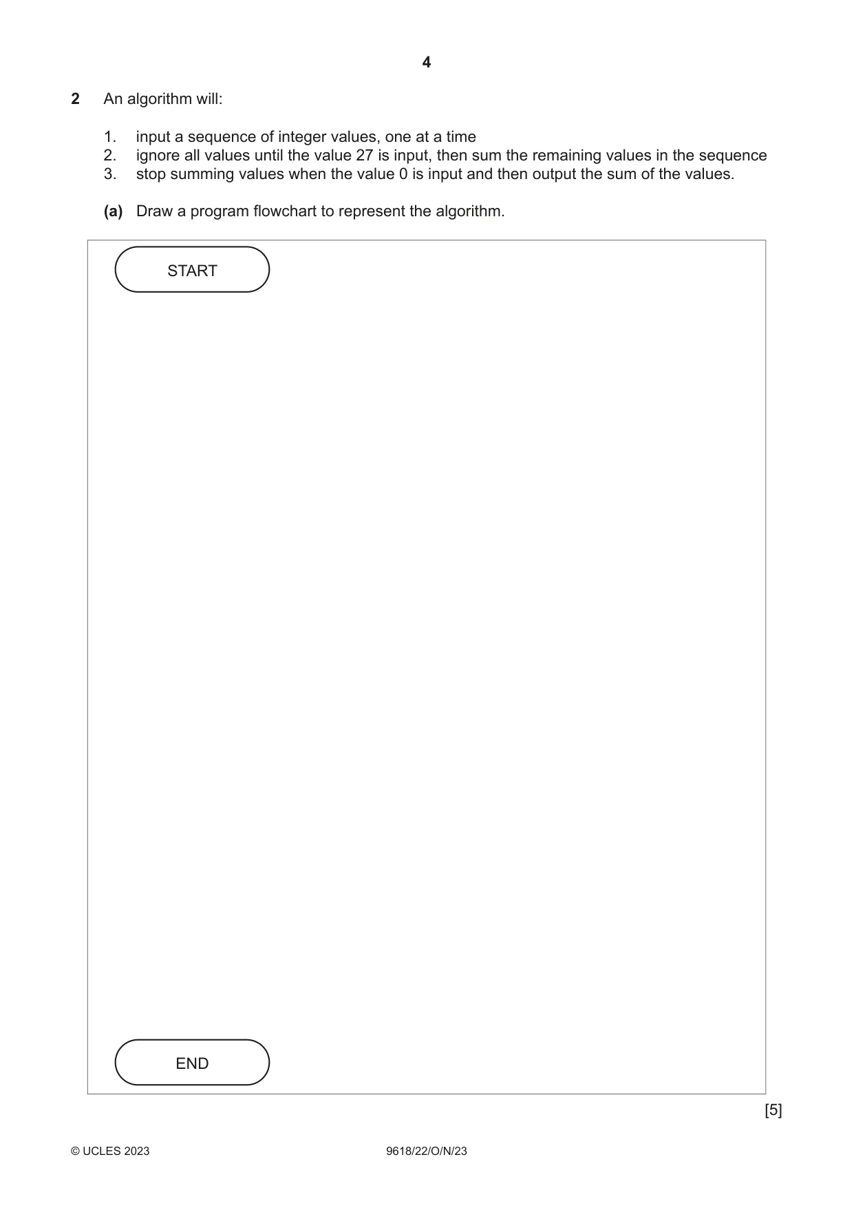 Cambridge A Level Computer Science 9618 2023 Oct/Nov Paper 2 · Variant 2 question paper, page 4 of 20