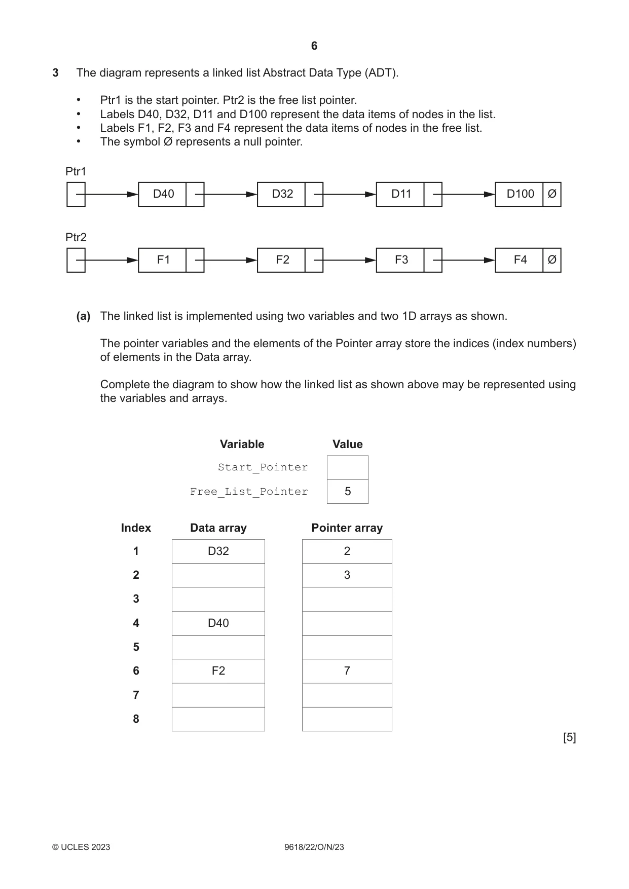 Cambridge A Level Computer Science 9618 2023 Oct/Nov Paper 2 · Variant 2 question paper, page 6 of 20