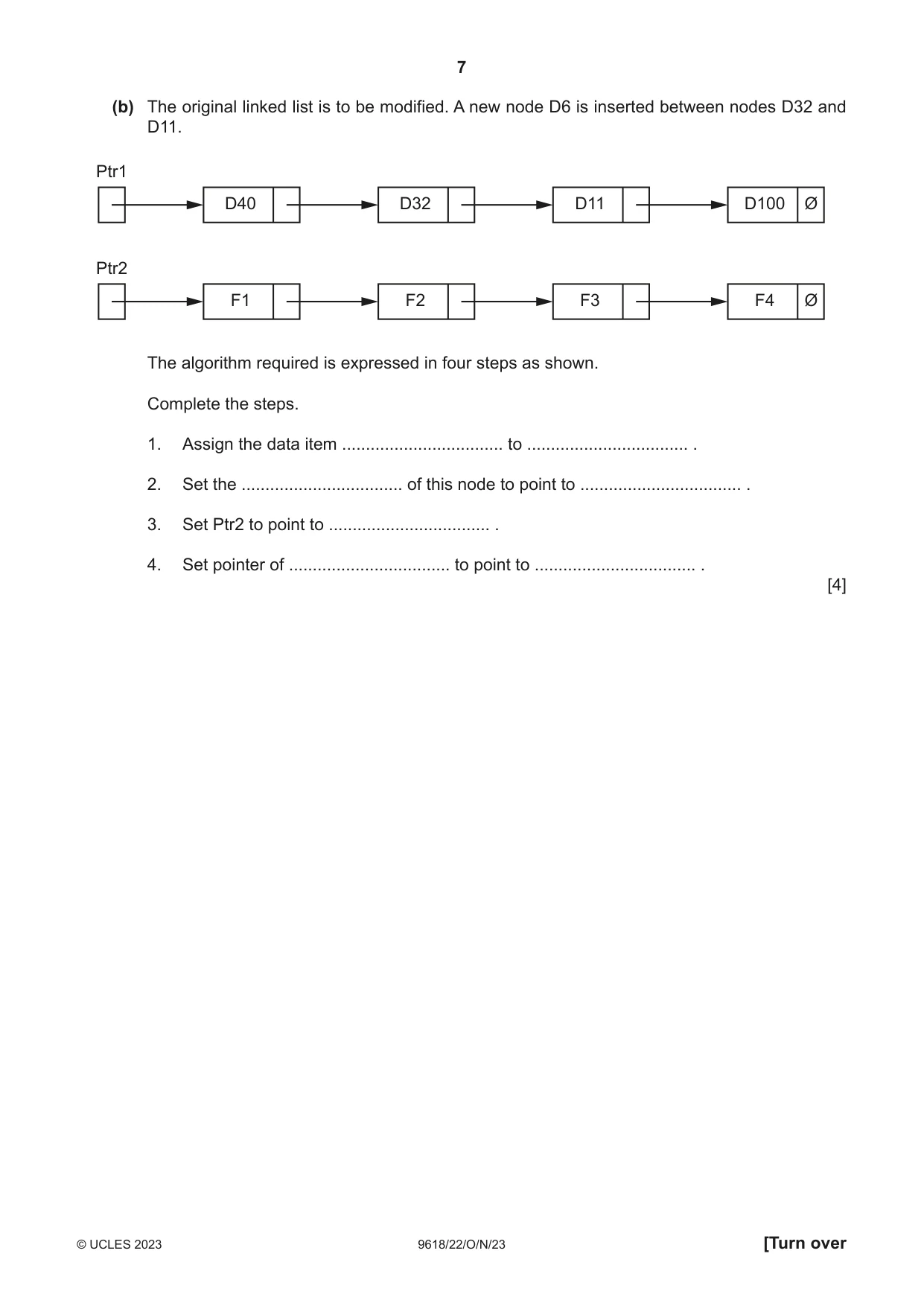 Cambridge A Level Computer Science 9618 2023 Oct/Nov Paper 2 · Variant 2 question paper, page 7 of 20