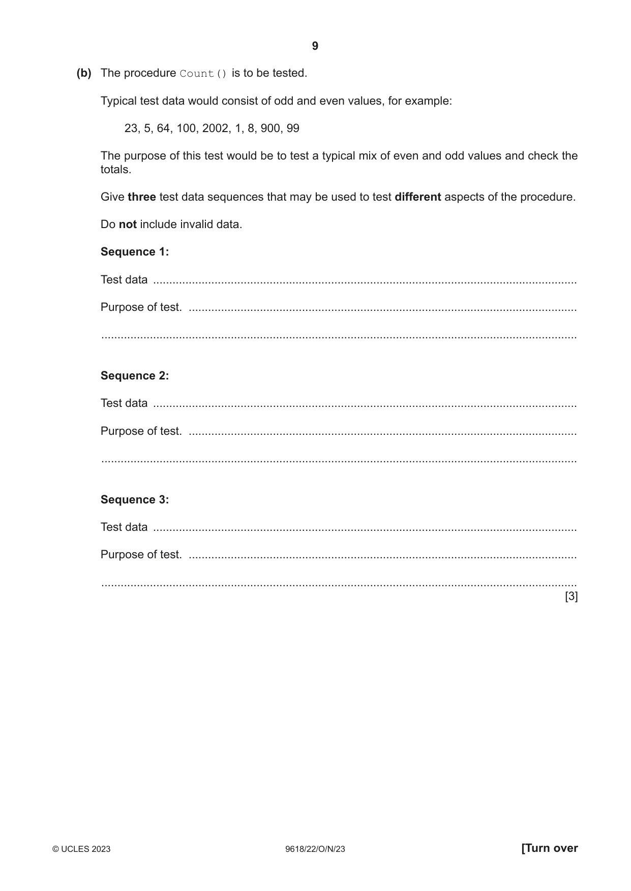 Cambridge A Level Computer Science 9618 2023 Oct/Nov Paper 2 · Variant 2 question paper, page 9 of 20