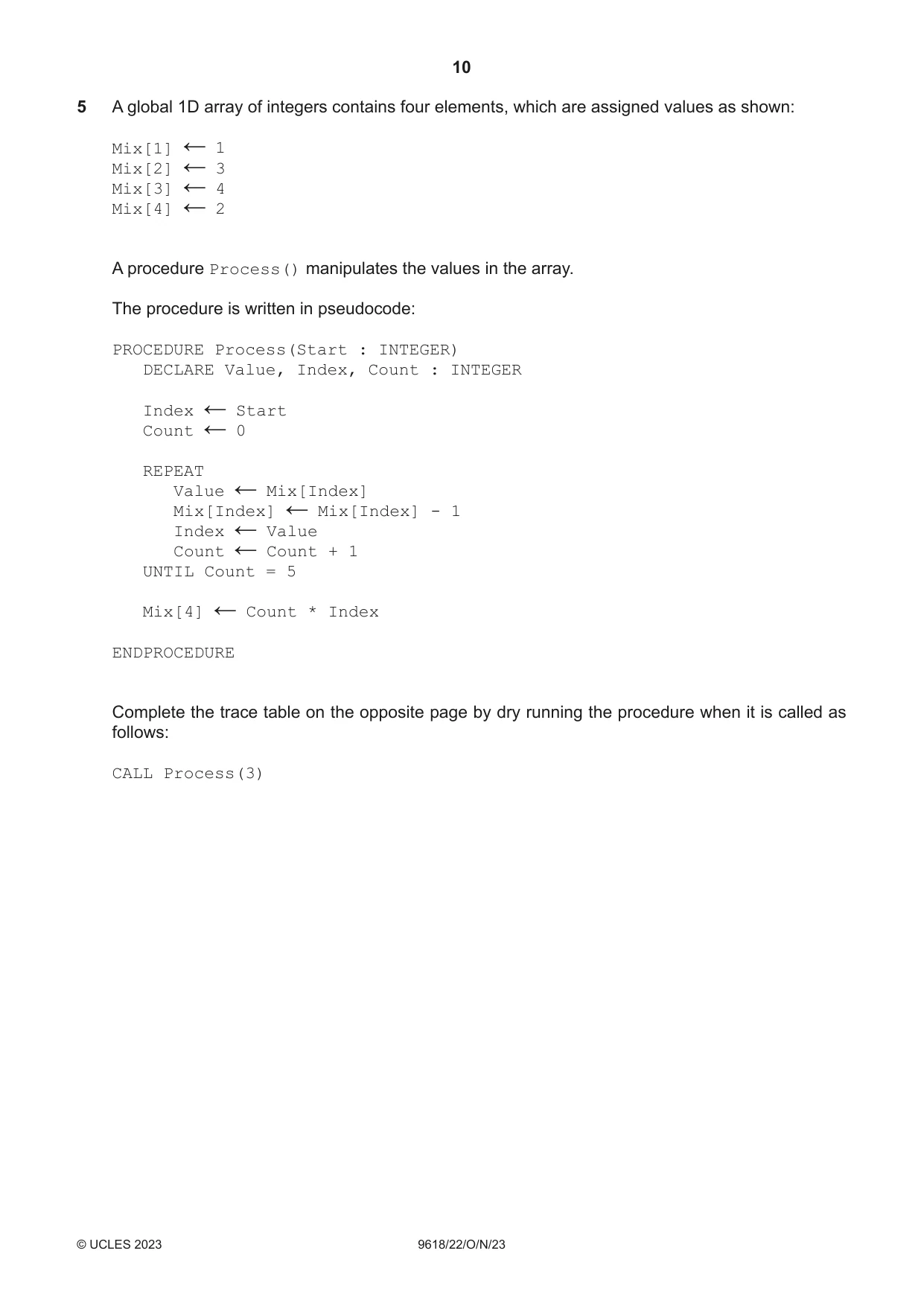 Cambridge A Level Computer Science 9618 2023 Oct/Nov Paper 2 · Variant 2 question paper, page 10 of 20