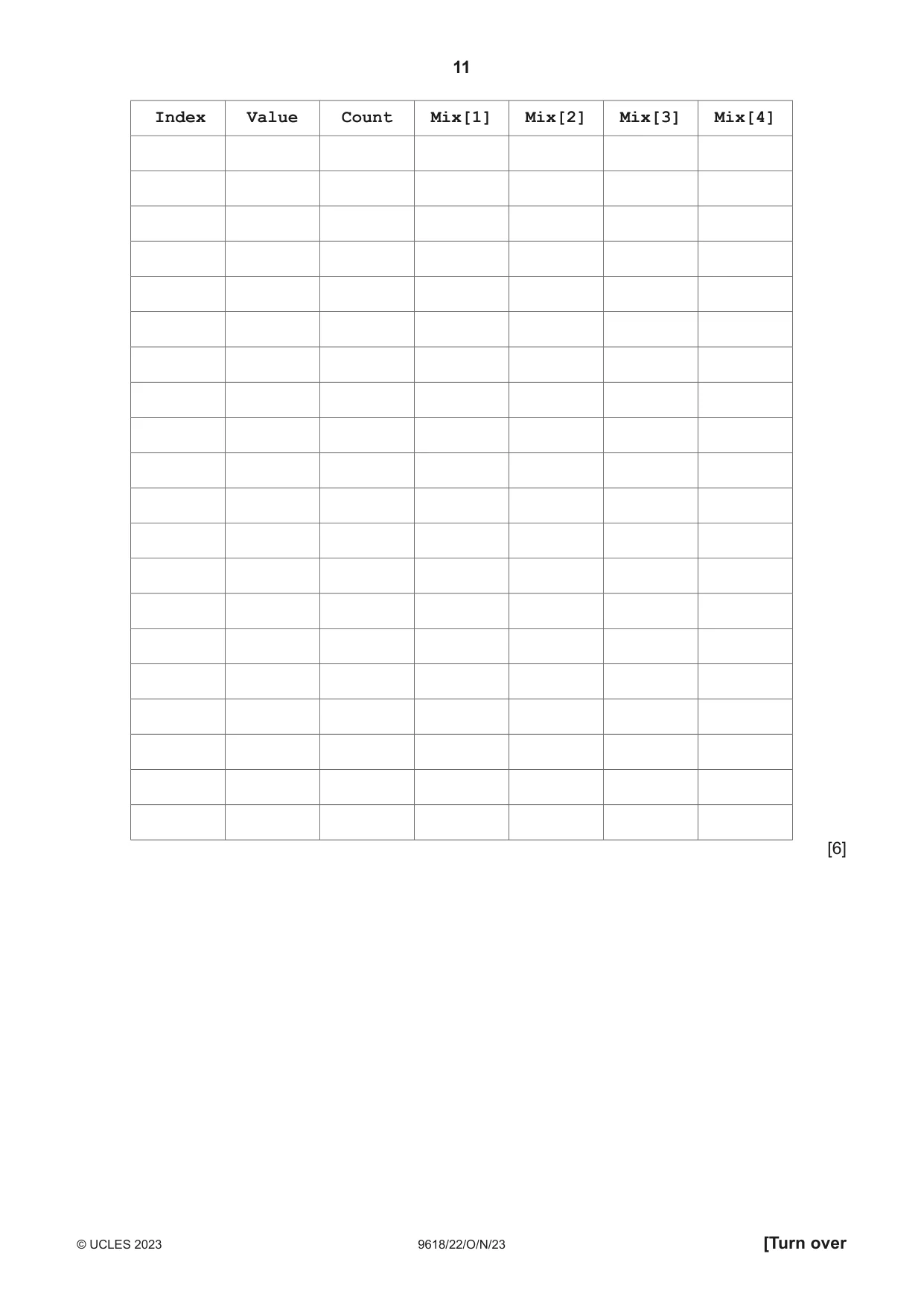 Cambridge A Level Computer Science 9618 2023 Oct/Nov Paper 2 · Variant 2 question paper, page 11 of 20
