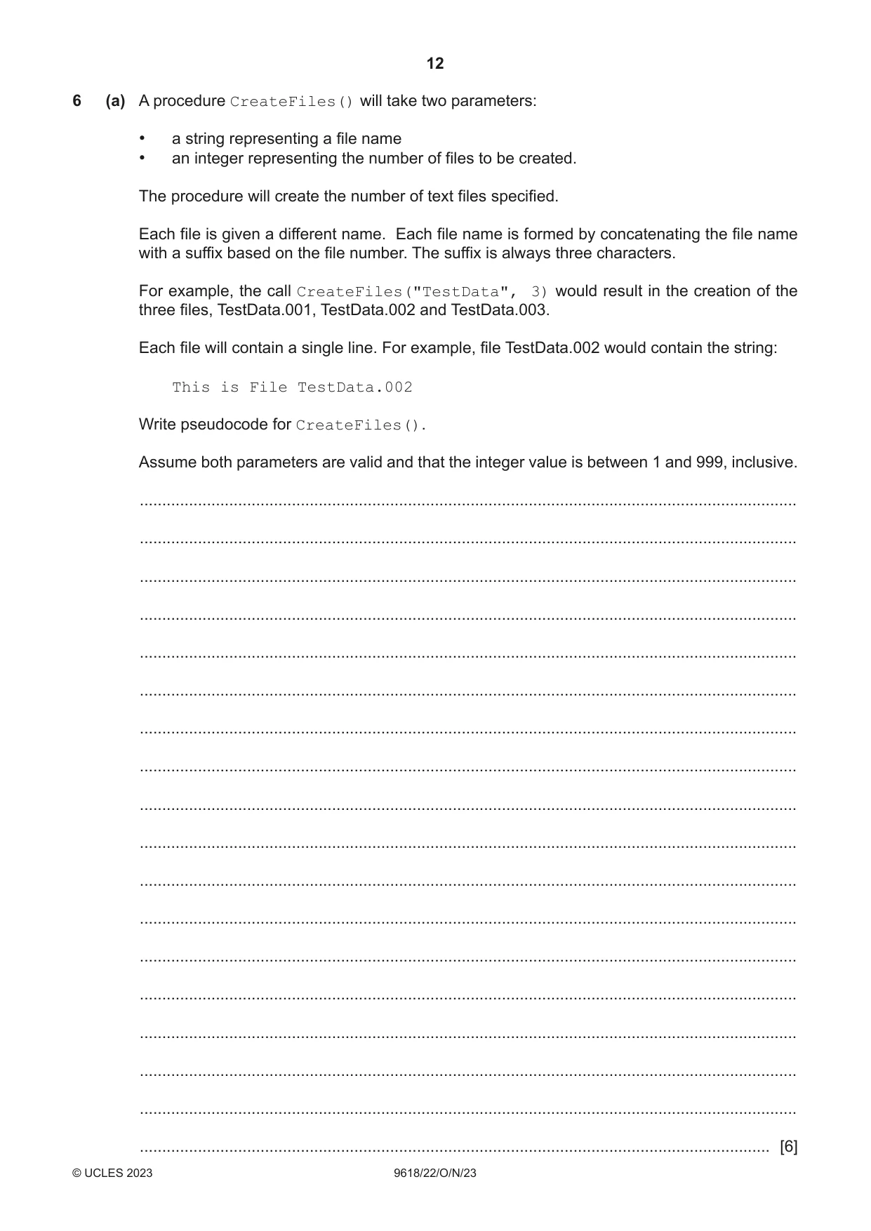 Cambridge A Level Computer Science 9618 2023 Oct/Nov Paper 2 · Variant 2 question paper, page 12 of 20