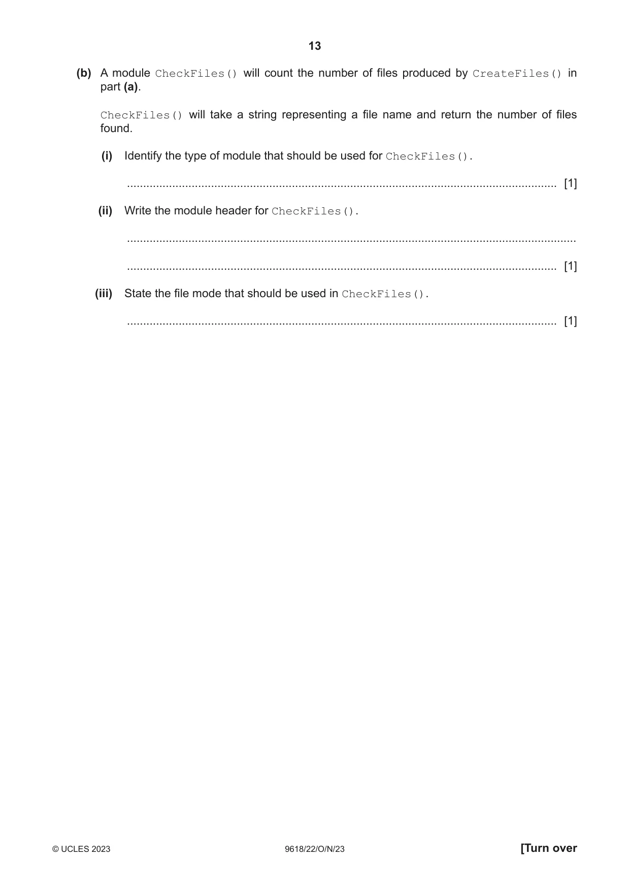 Cambridge A Level Computer Science 9618 2023 Oct/Nov Paper 2 · Variant 2 question paper, page 13 of 20