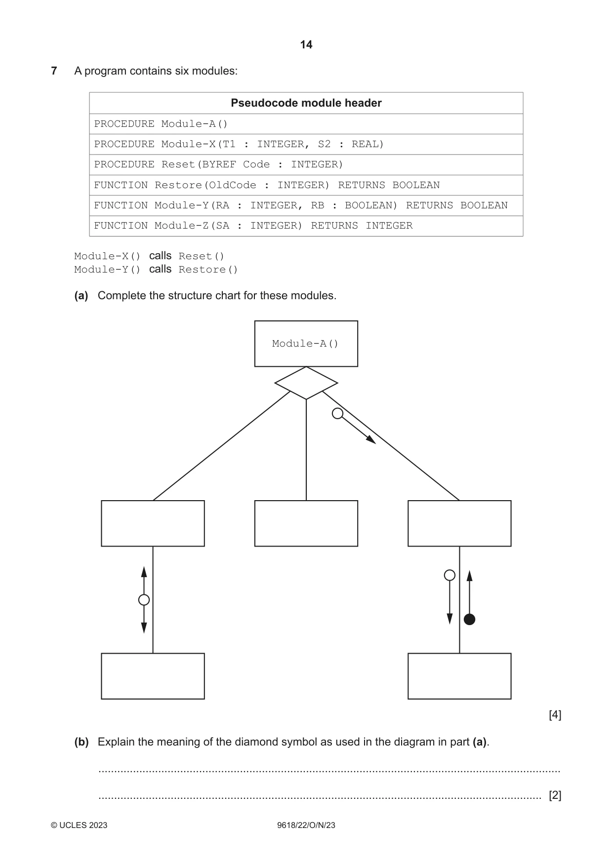 Cambridge A Level Computer Science 9618 2023 Oct/Nov Paper 2 · Variant 2 question paper, page 14 of 20