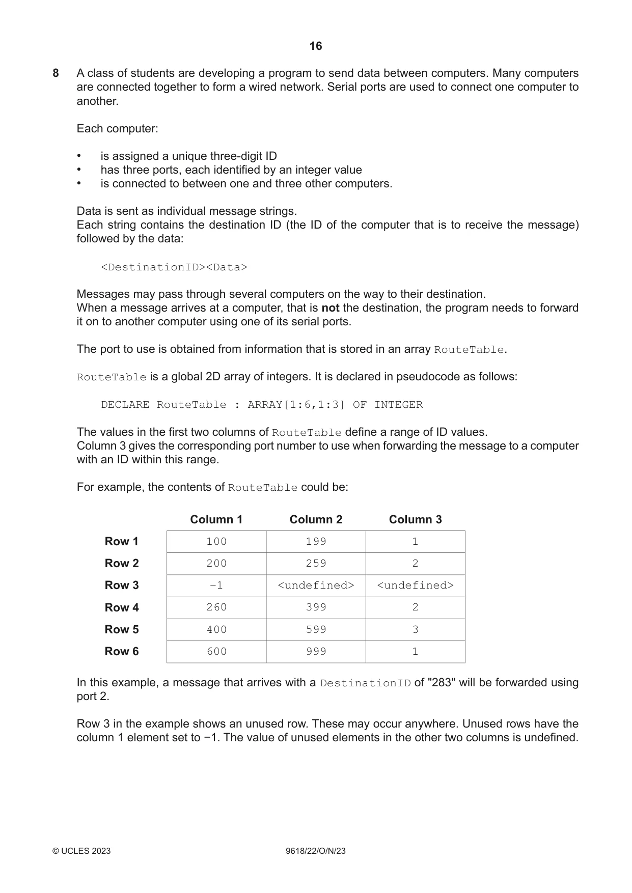 Cambridge A Level Computer Science 9618 2023 Oct/Nov Paper 2 · Variant 2 question paper, page 16 of 20