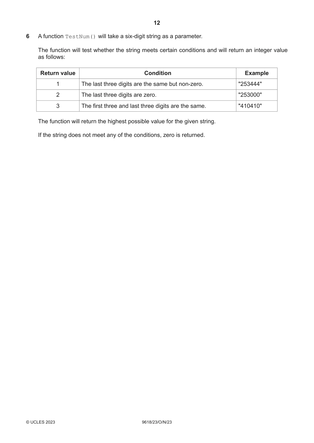 Cambridge A Level Computer Science 9618 2023 Oct/Nov Paper 2 · Variant 3 question paper, page 12 of 20