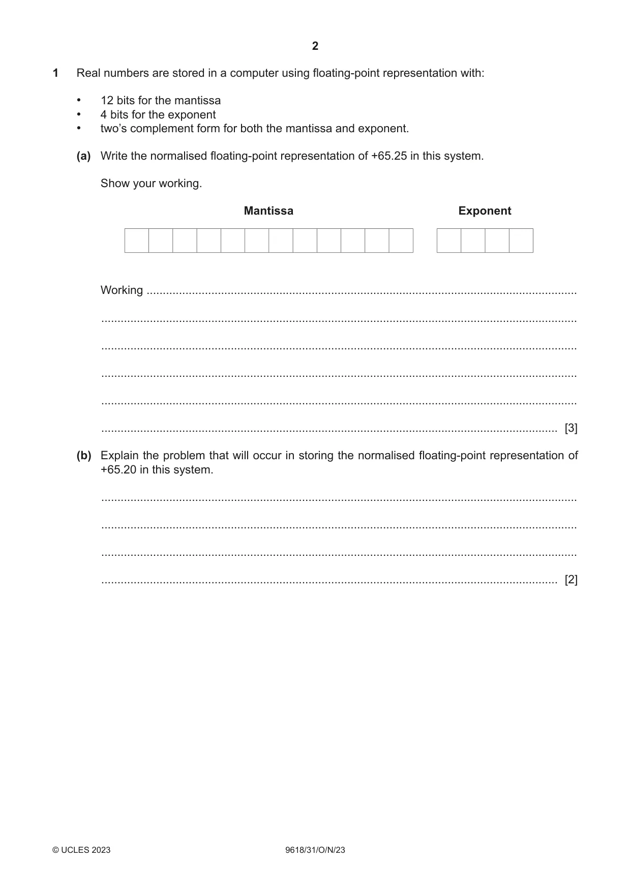 Cambridge A Level Computer Science 9618 2023 Oct/Nov Paper 3 · Variant 1 question paper, page 2 of 16