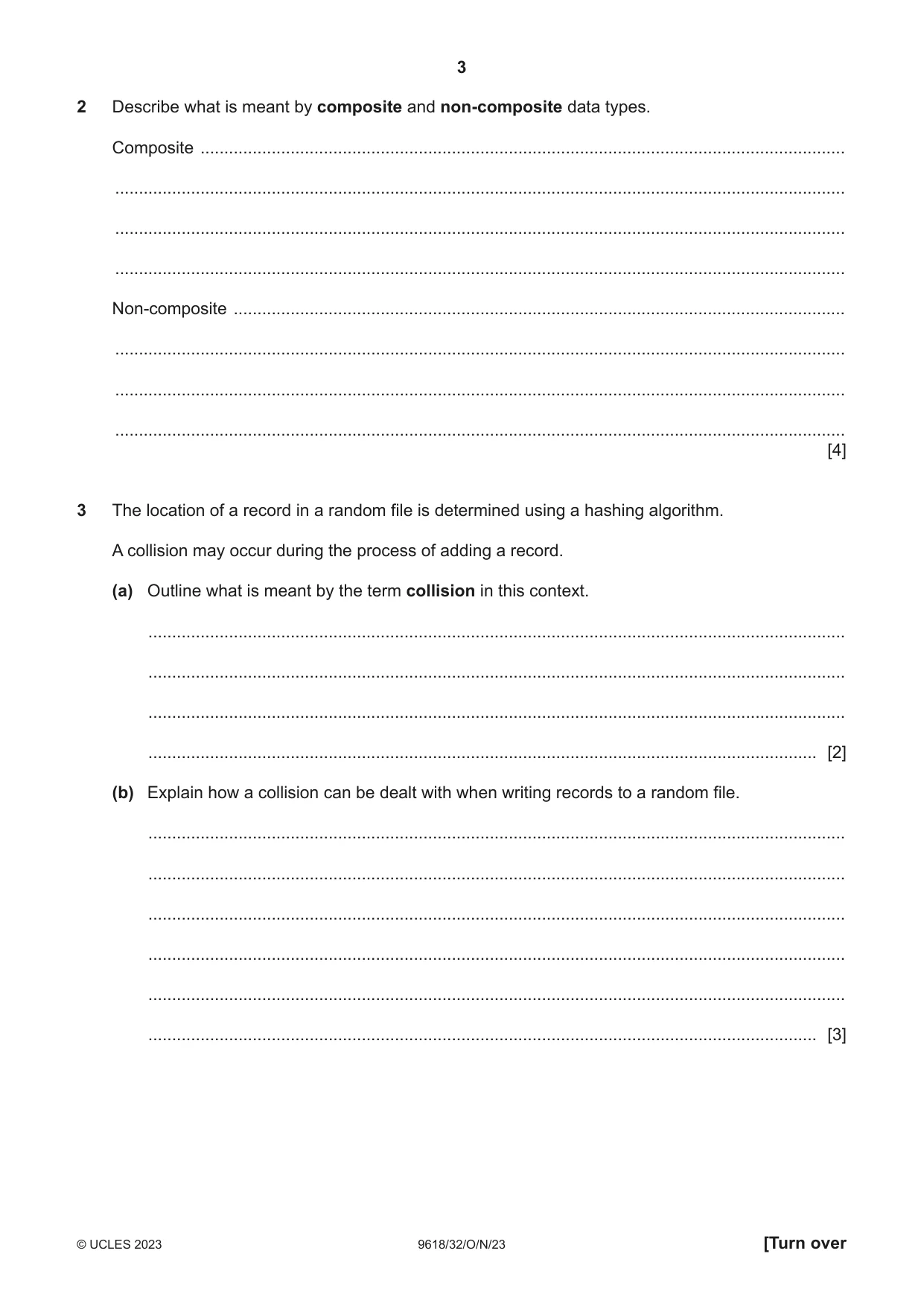 Cambridge A Level Computer Science 9618 2023 Oct/Nov Paper 3 · Variant 2 question paper, page 3 of 16