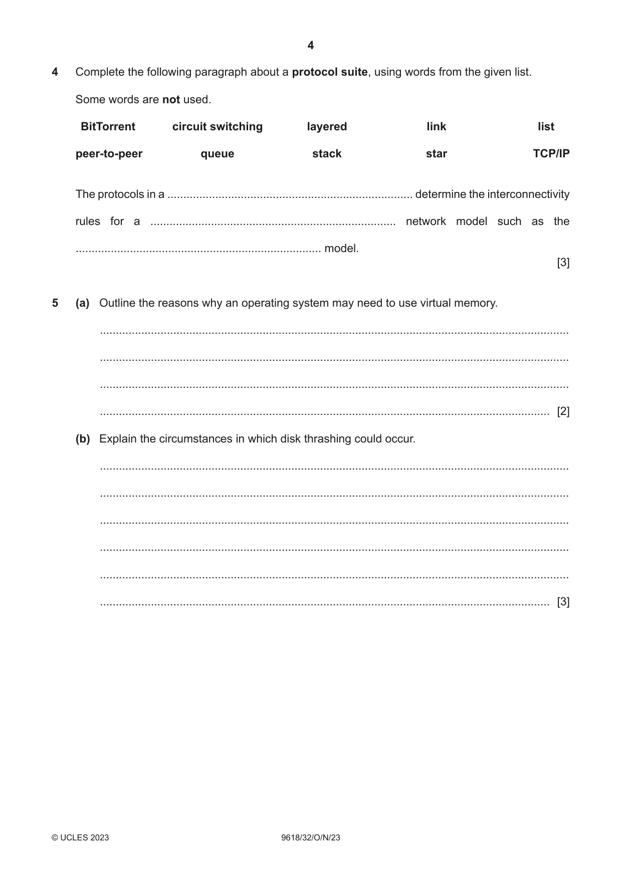 Cambridge A Level Computer Science 9618 2023 Oct/Nov Paper 3 · Variant 2 question paper, page 4 of 16
