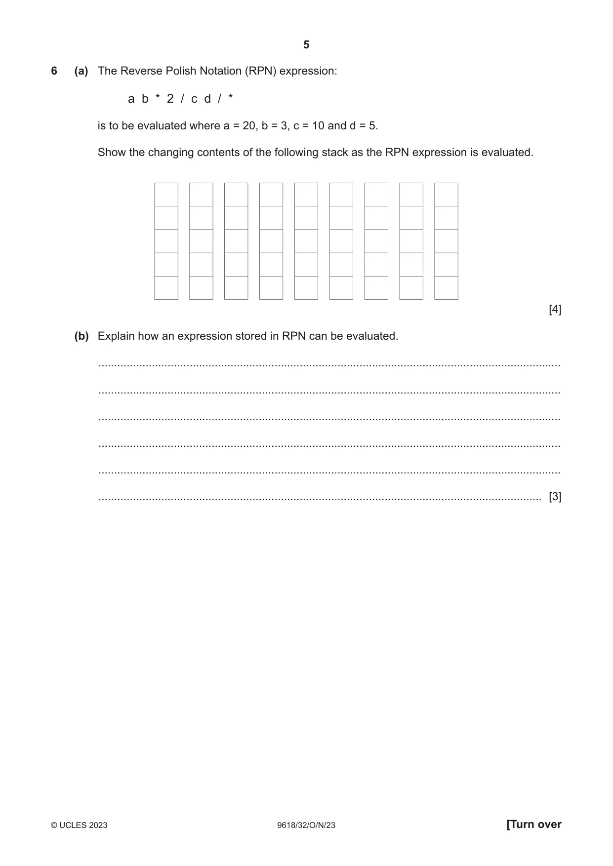 Cambridge A Level Computer Science 9618 2023 Oct/Nov Paper 3 · Variant 2 question paper, page 5 of 16