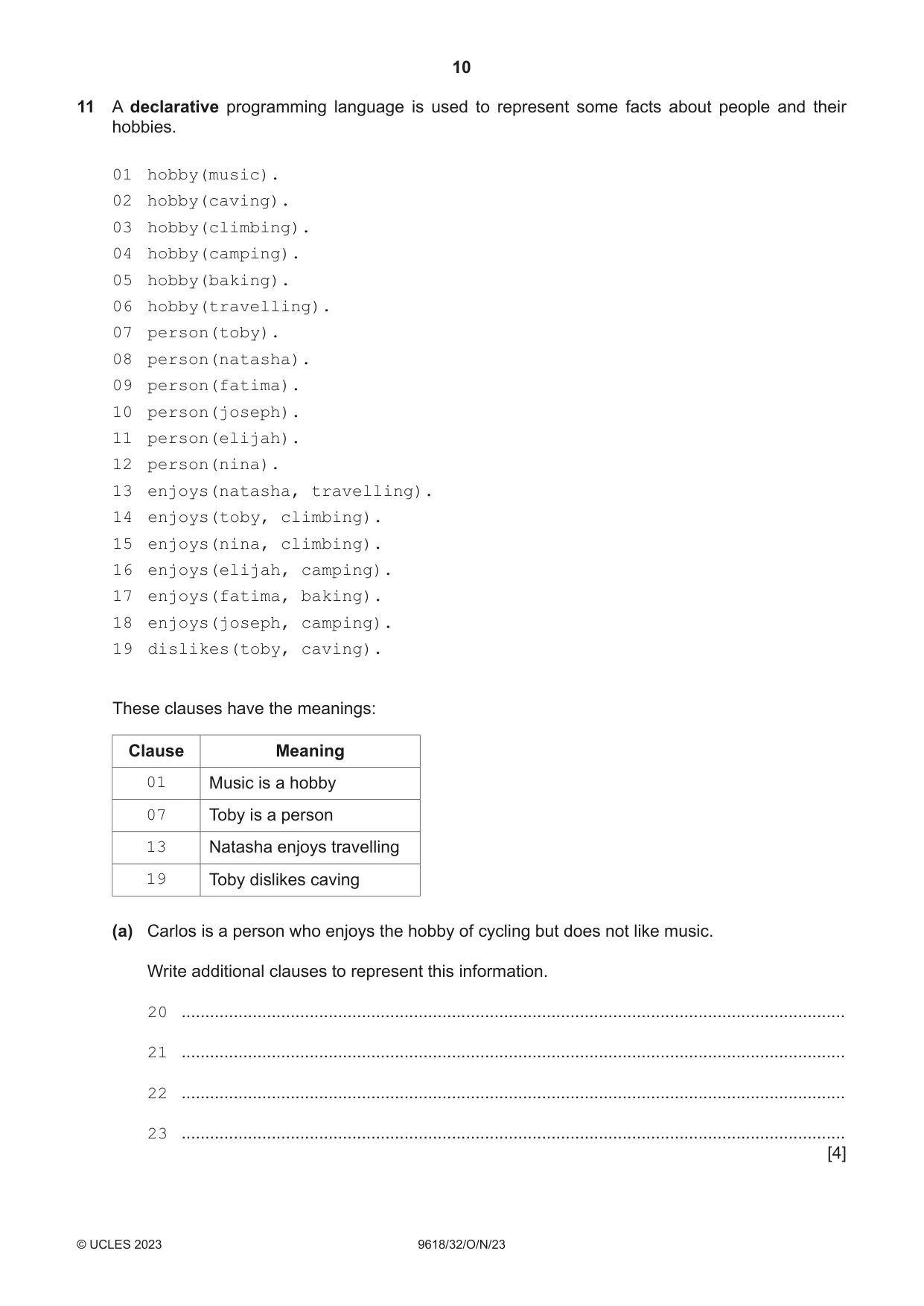 Cambridge A Level Computer Science 9618 2023 Oct/Nov Paper 3 · Variant 2 question paper, page 10 of 16