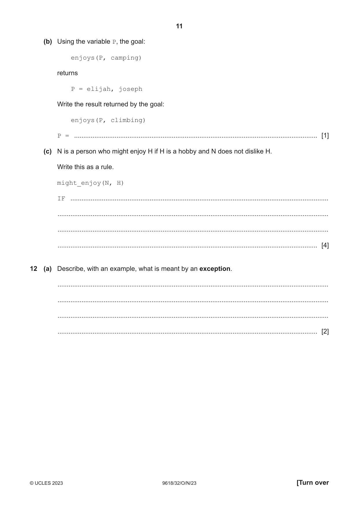 Cambridge A Level Computer Science 9618 2023 Oct/Nov Paper 3 · Variant 2 question paper, page 11 of 16